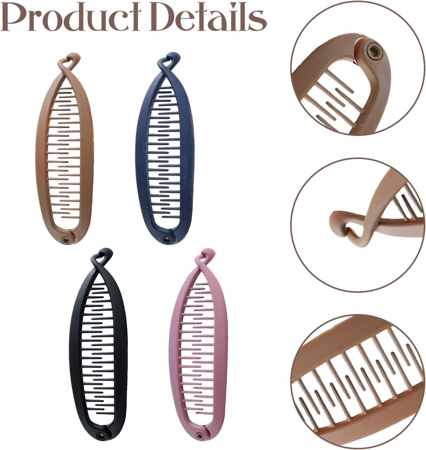 VEGCOO Pack of 10 Banana Clip Hair, Large Vintage Banana Clip, Banana Clips for Thick and Thin Hair, Non-Slip Ponytail Holder Clip for Women and Girls