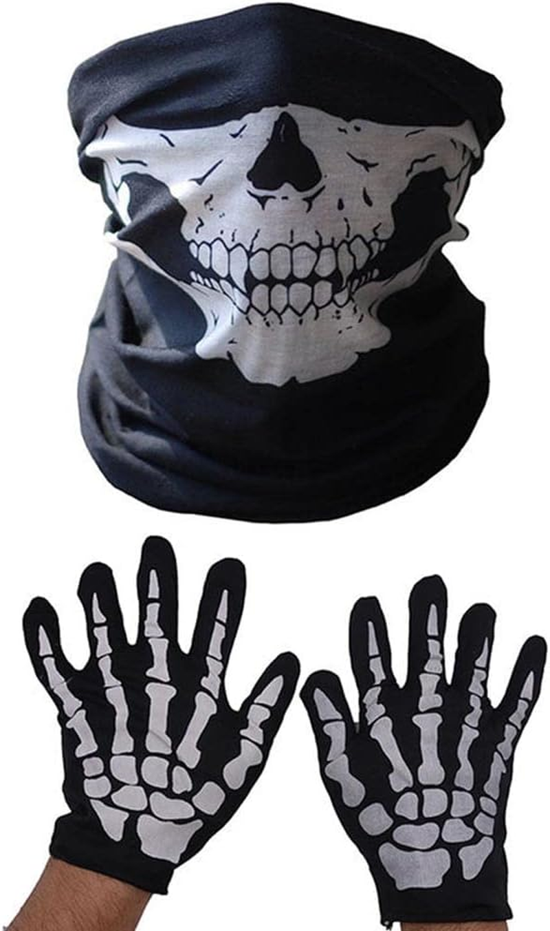 Skeleton Skull Finger Gloves and Skull Face Mask, Halloween Costume, for Halloween Festival image number 1