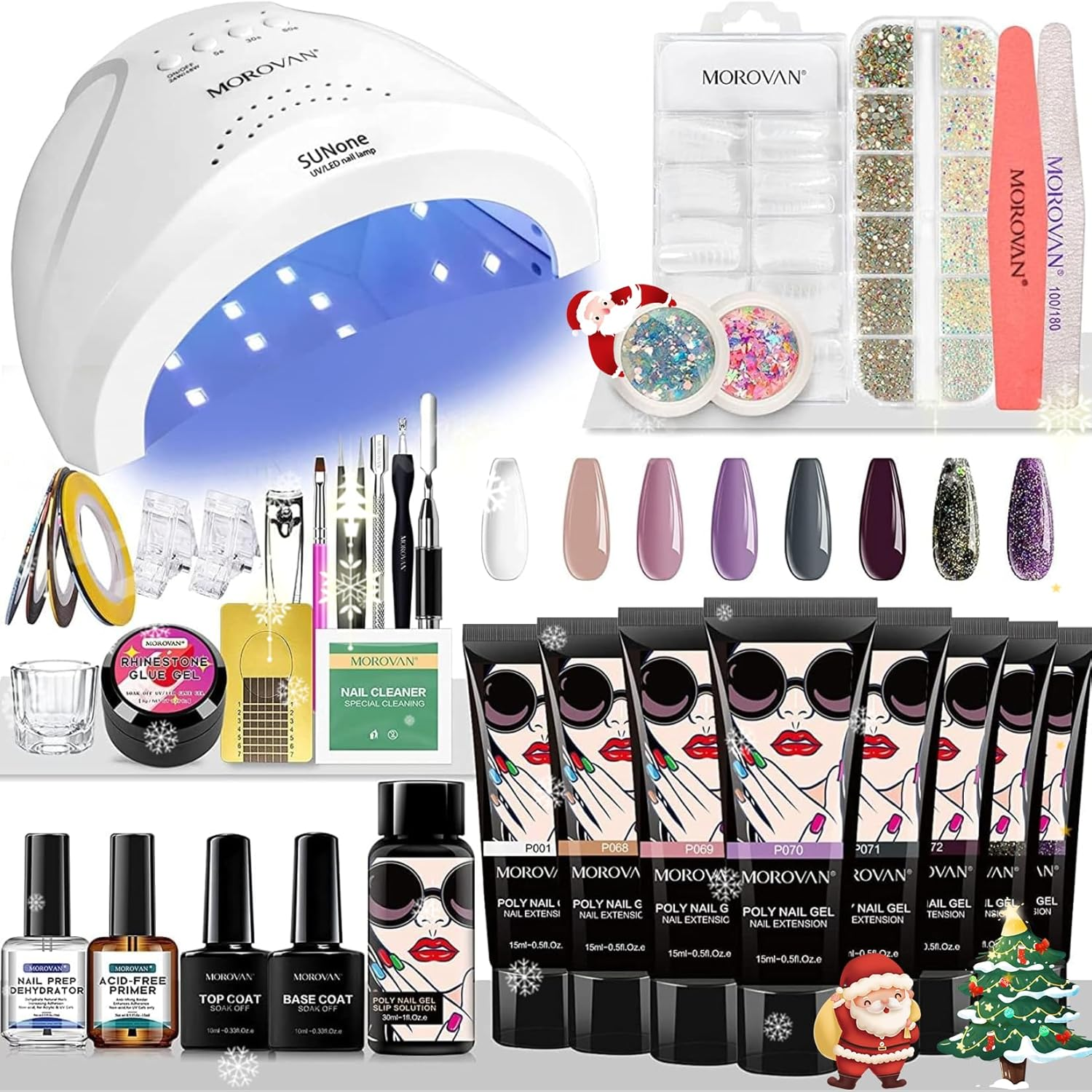 Morovan Gel Poly Nail Kit,8 Pcs Poly Gel Nail Kit with Lamp Everything Nail Extension Gel Kit with 48W LED Nail Lamp 0.5Oz Poly Gel Nail Kits for Starters and DIY French Ombre Nails image number 4