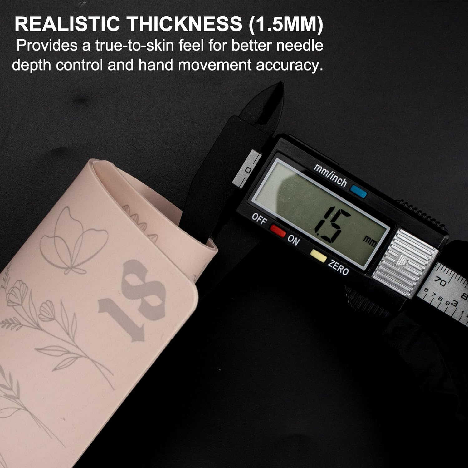 2PCS Double-Sided Tattoo Practice Skin with Pre-Printed Light Gray Stencil Designs &ndash;1.5Mm Thick Silicone Pad for Fine Line & Tiny Tattoo Training (2PCS Pink Pad #18)