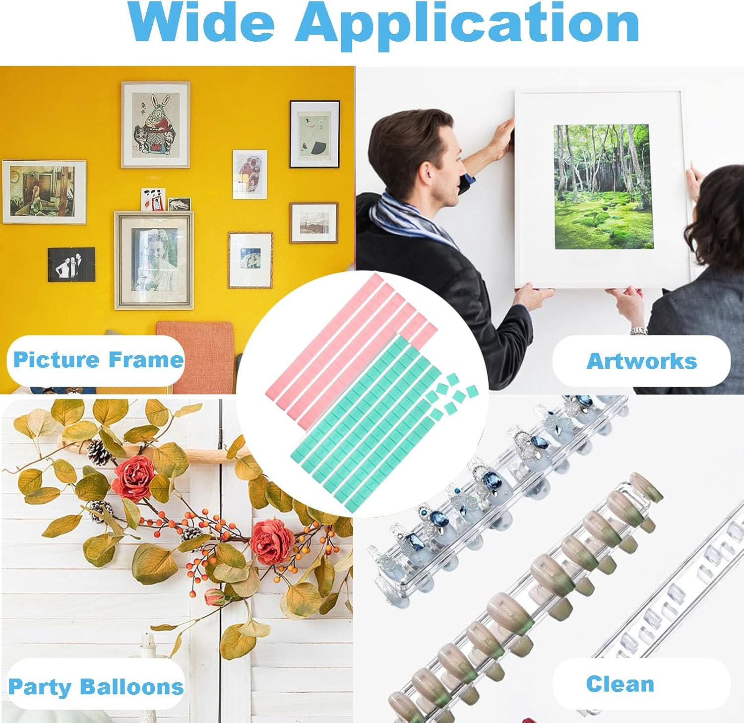 192 Pcs Adhesive Poster Sticky Tack Putty, Wall Safe Tack Putty Removeable & Repositionable, Sticky Mounting Putty,Adhesive Mounting Putty for Wall Hanging Poster/Picture image number 1