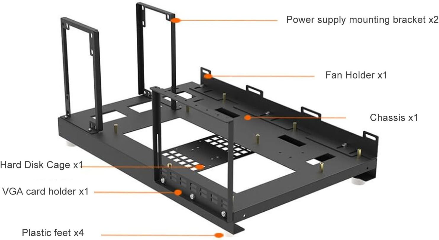 DIY Computer Motherboard Case Rack, Open Chassis Case Rack with Handle for ATX M ATX ITX Motherboards, Widely Body Heat Dissipation Design