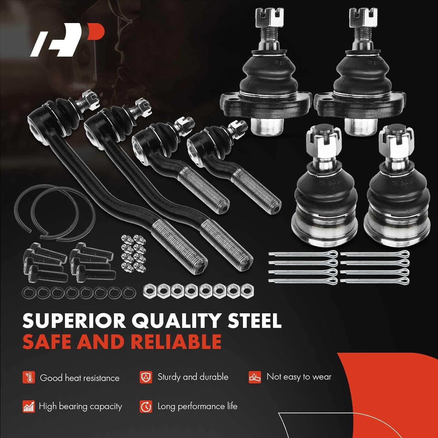 A-Premium 8Pcs Front Suspension Kit Inner Outer Tie Rod End Ball Joint Automotive Replacement Parts Compatible with Nissan D21 1986-1994 Pickup 1995-1997 RWD