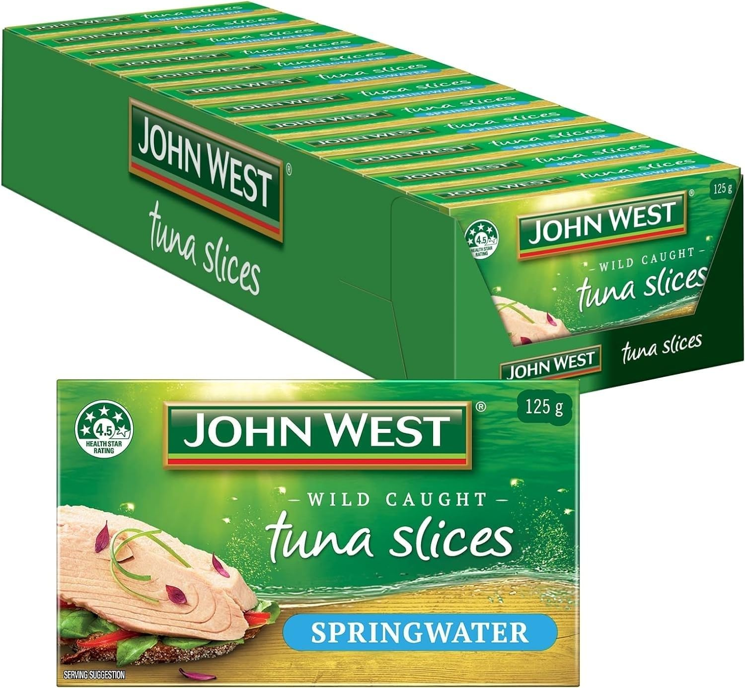 John West Yellowfin Tuna Slices in Springwater, 125 G X Pack of 12 image number 4