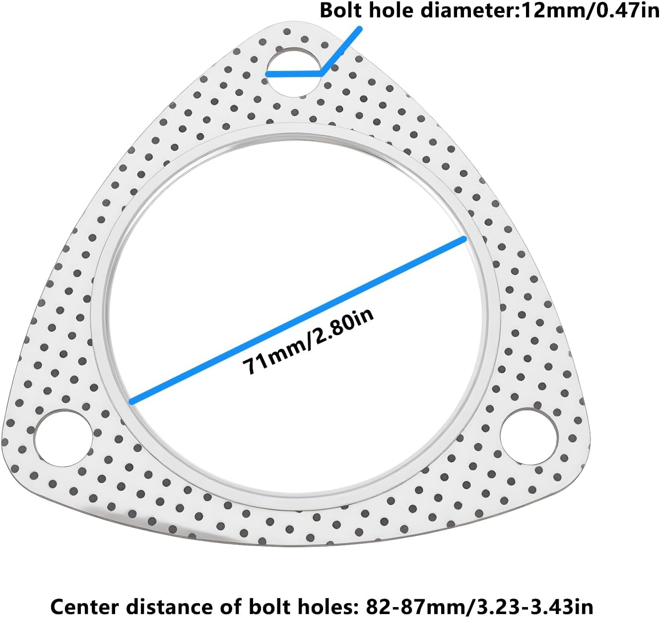 2.75" Downpipe Exhaust Flange Gasket 71Mm Compatible with Three-Bolt Exhaust Flange Connections image number 4
