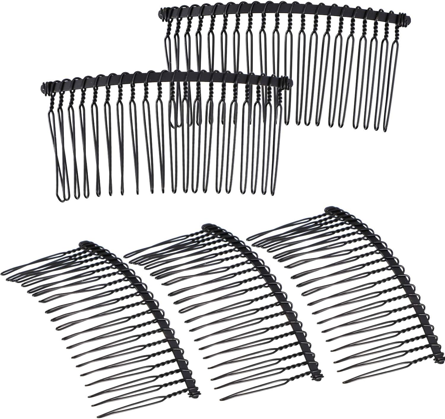 Hicarer 5 Pcs Black Metal Wire Hair Combs, 30 Teeth Wire Twist Bridal Wedding Veil Combs
