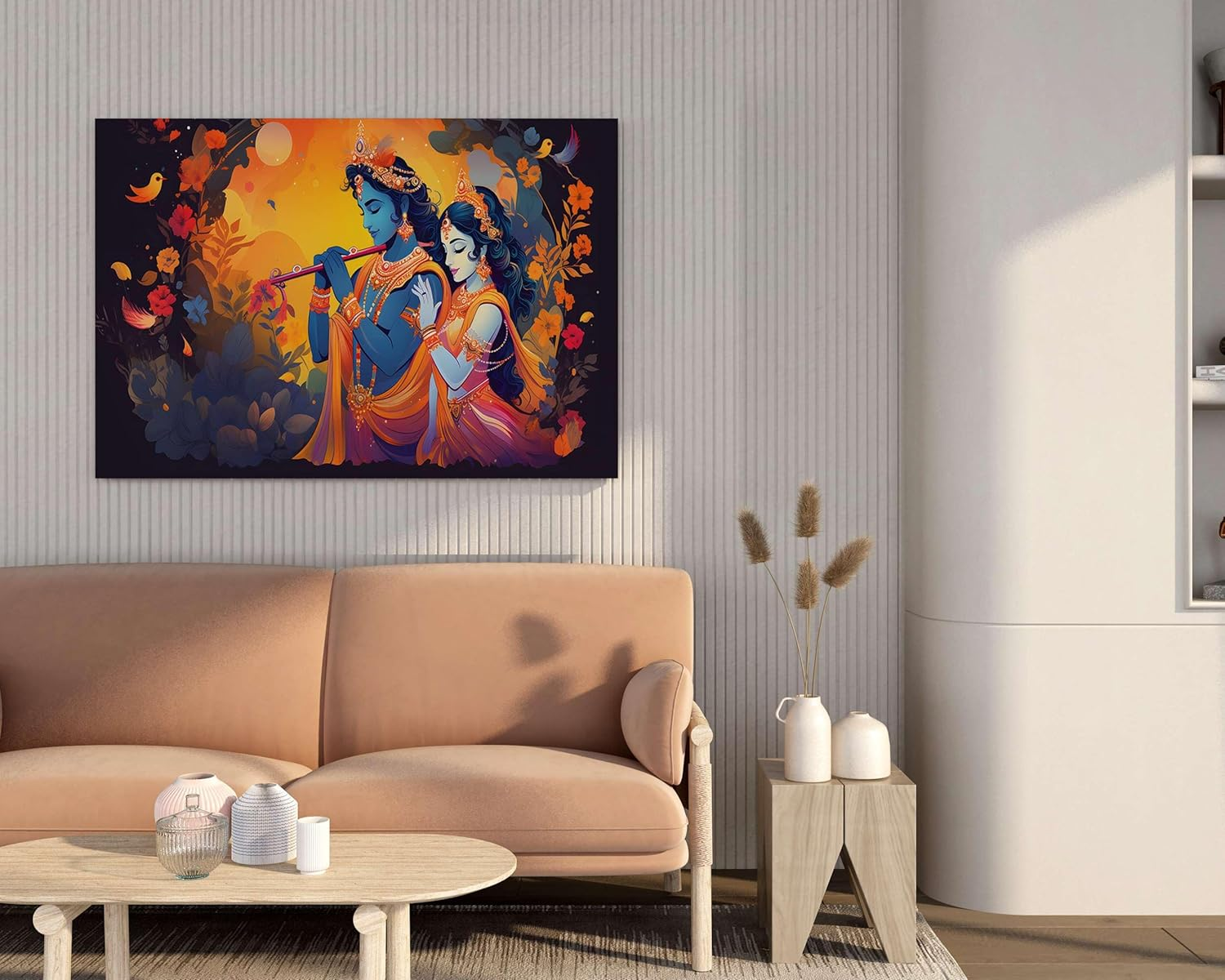 Done with Love Store Radha Krishna Paintings for Wall Decoration with Frame Canvas Painting for Living Room Bedroom Home Office & Hotels (34 Inch X 22 Inch CH-RK-LDP8) image number 7