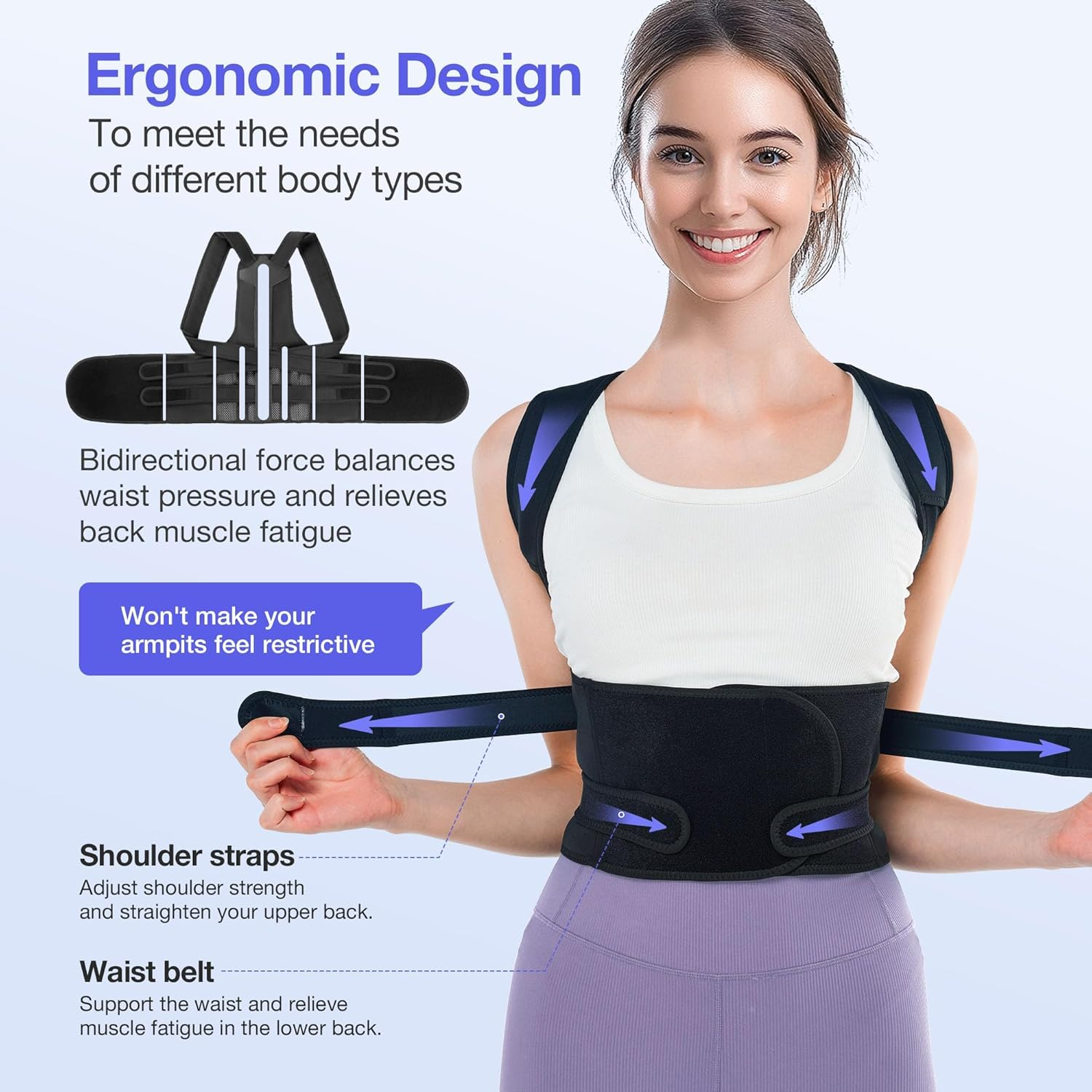Lumewave - Posture Corrector for Men and Women,Back Brace,Breathable,Adjustable, Back Corrector, Scoliosis and Hunchback Correction, Back Pain, Spine Corrector, Posture Trainer (Sample - Waist 66-86Cm) image number 2