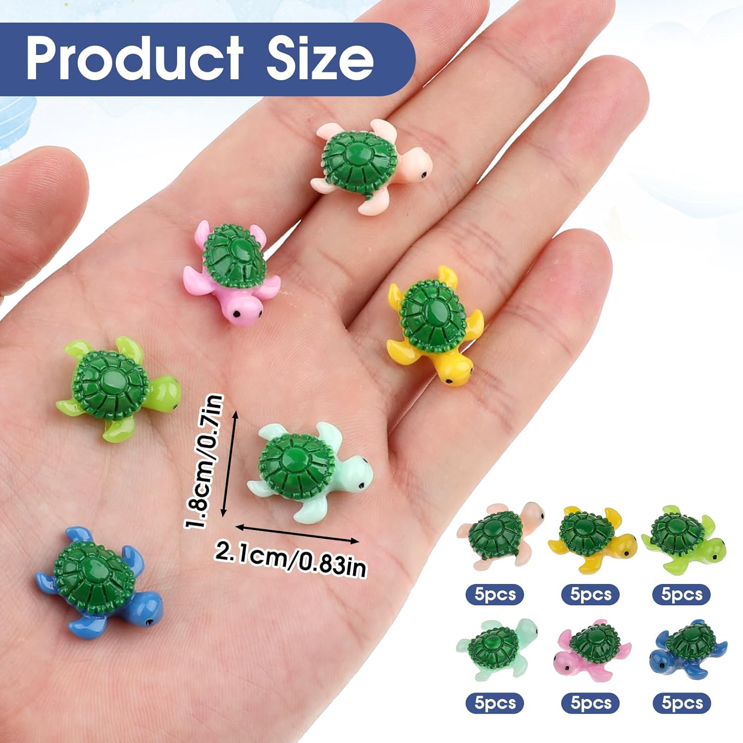 30 Pcs Miniature Turtles Multicolored Mini Turtle Decor Tiny Turtles Miniature Tortoises, Micro Landscape Decor Ornament Turtle Figure Garden Decor, Sea Turtles for Garden Fish Tank Micro Landscape image number 2