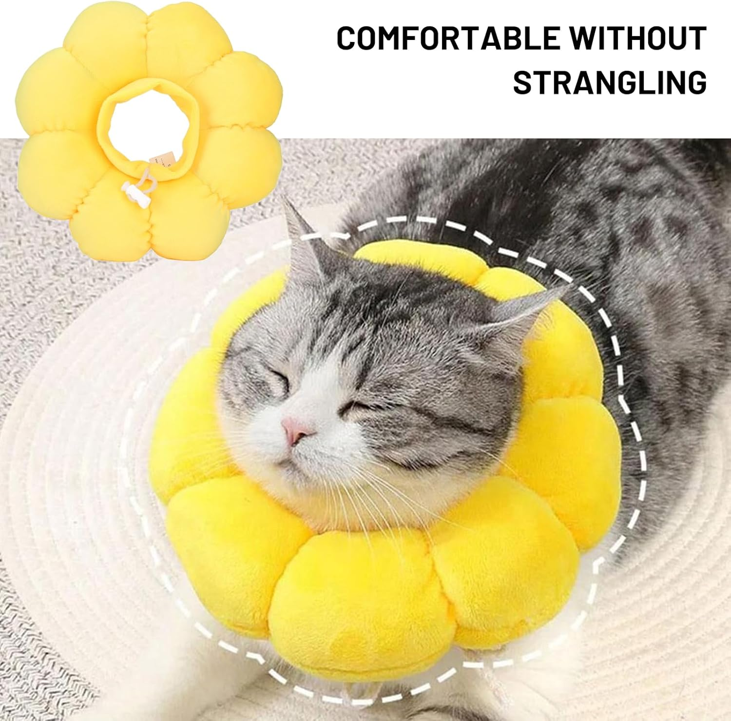 XIELBIS Cat Recovery Collar, Soft Cone Collar, Cute Sunflower Design, Adjustable for Cats, Dogs & Rabbits - Quicker Healing Post-Surgery image number 5