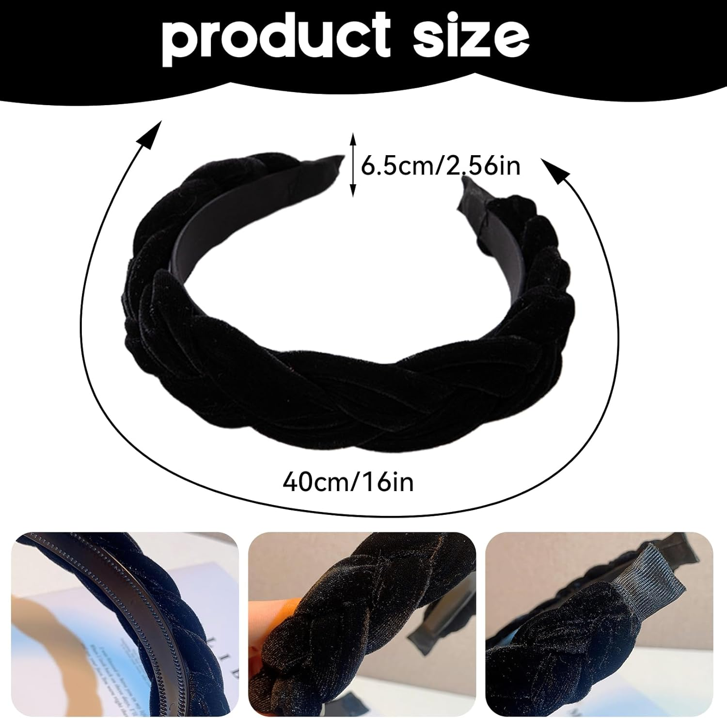 Women'S Headband, Black, Headband for Headband, Braided Headband, Women'S Headbands, Braided with Elastic, Adjustable Hair Bands, Cross Braiding Hair Band Accessories, Headband Oktoberfest image number 2