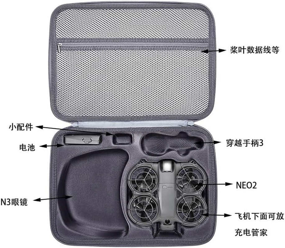 JOYSOG Hard Carrying Case for DJI Neo 2 Goggles N3 RC Motion 3 Controller Storage Protective Bag image number 3