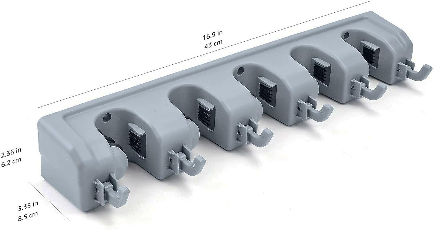 Amazon Basics Broom Holder Wall Mount and Garden Tool Organizer, 6 Hook image number 1