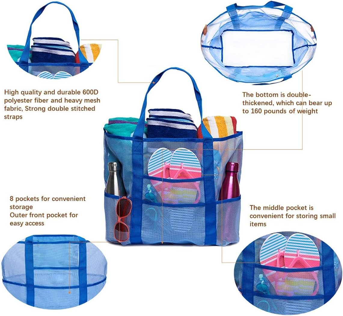 Tuxiaobu Mesh Beach Tote Bag, with Insulated Cooler Compartment and Adjustable Shoulder Strap, Extra Large Pool Picnic Cooler Bag with Zipper Closure, Top Beach Handbag for Unisex - Green image number 2