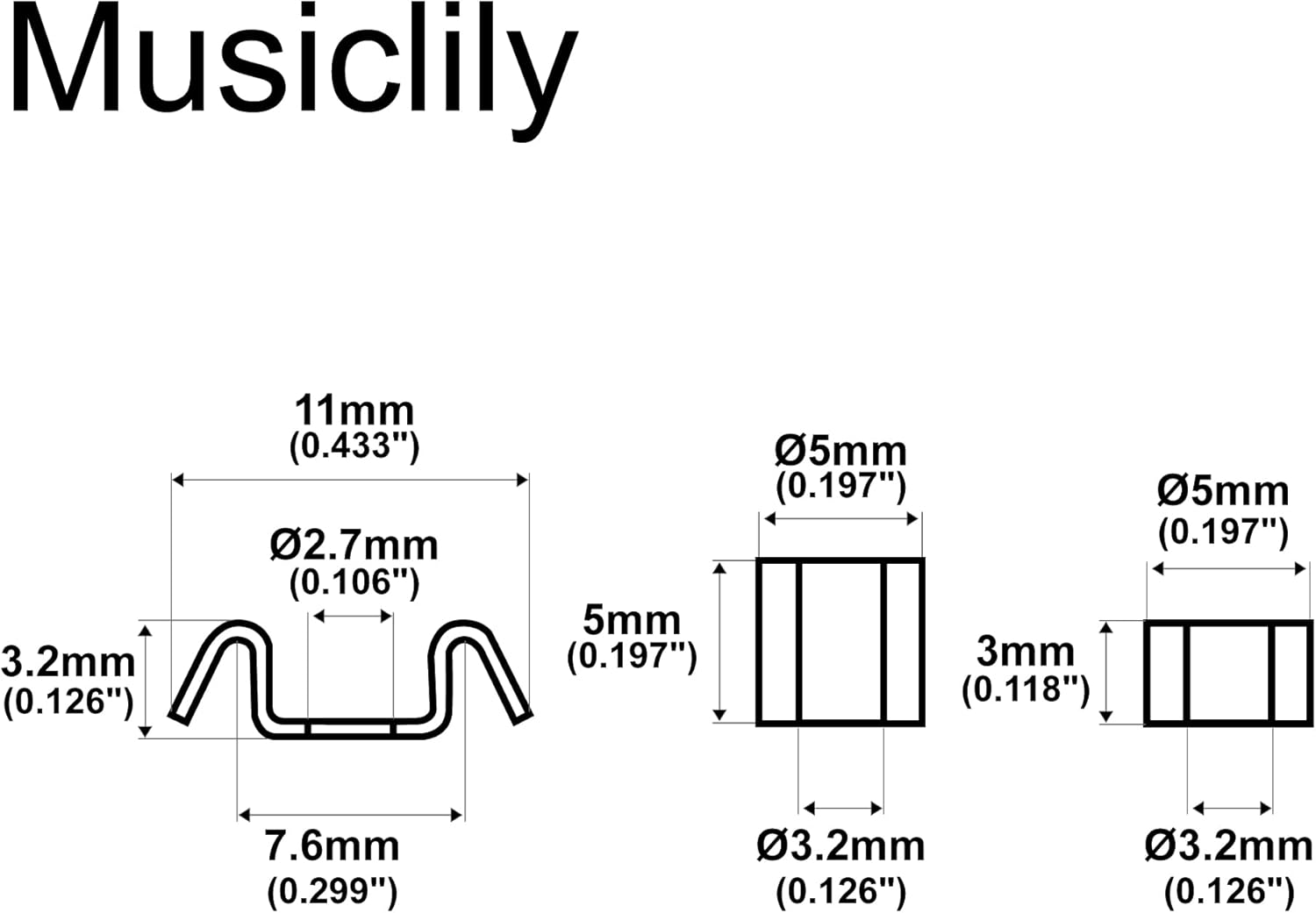 Musiclily Pro Steel Vintage Butterfly Style String Retainer String Trees String Guides for Electric Guitar, Chrome (Set of 2) - Chrome image number 3