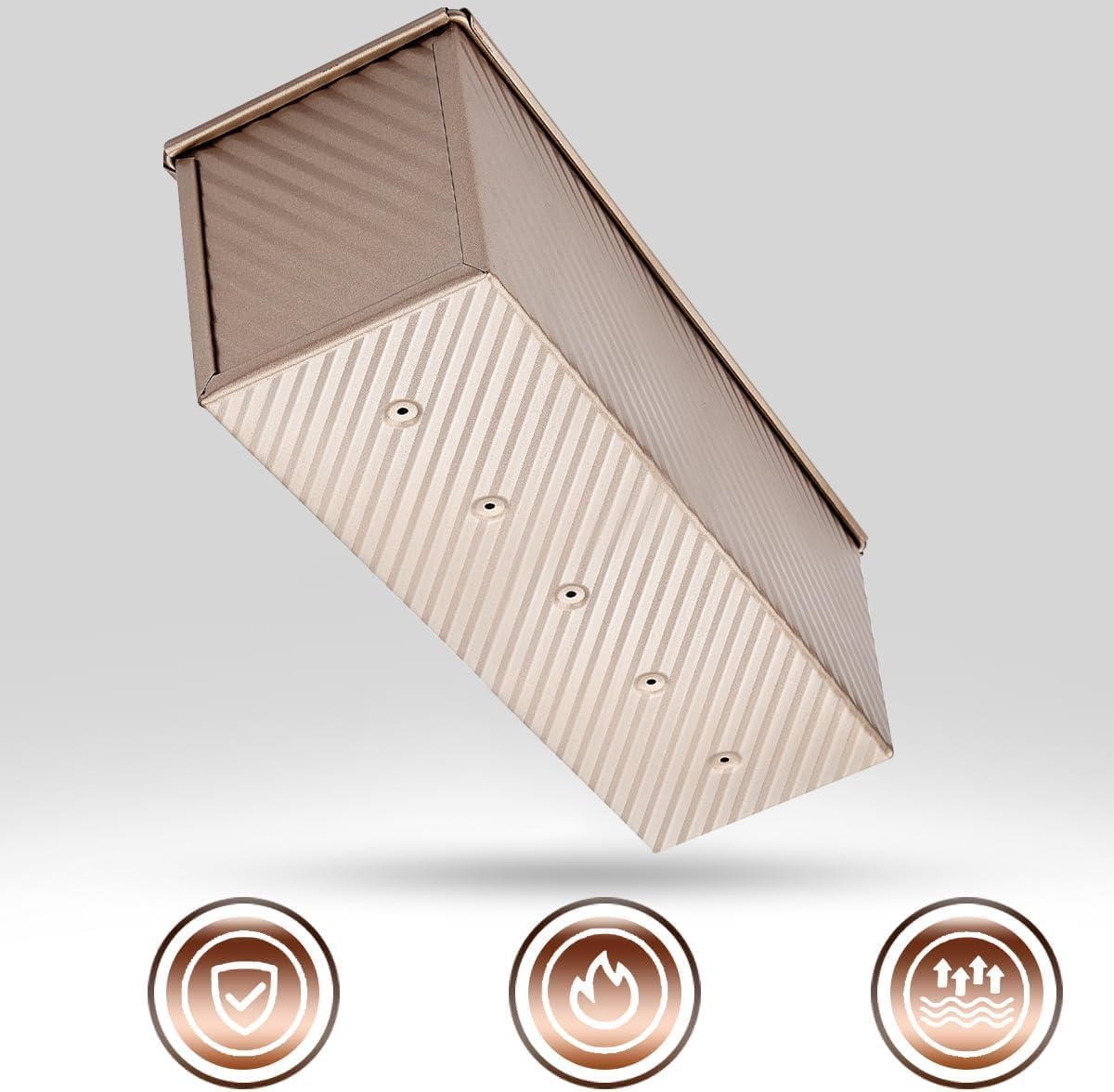 PENGQIMM Large Pullmanloaf Tin with Lid,Bread Toast Mold with Cover Non-Stick Pullman Loaf Tin 1000G / 2.2Lb Dough Non Stick Loaf Tins for Baking,Aluminum Alloy Loaf Pan for Oven Baking image number 2