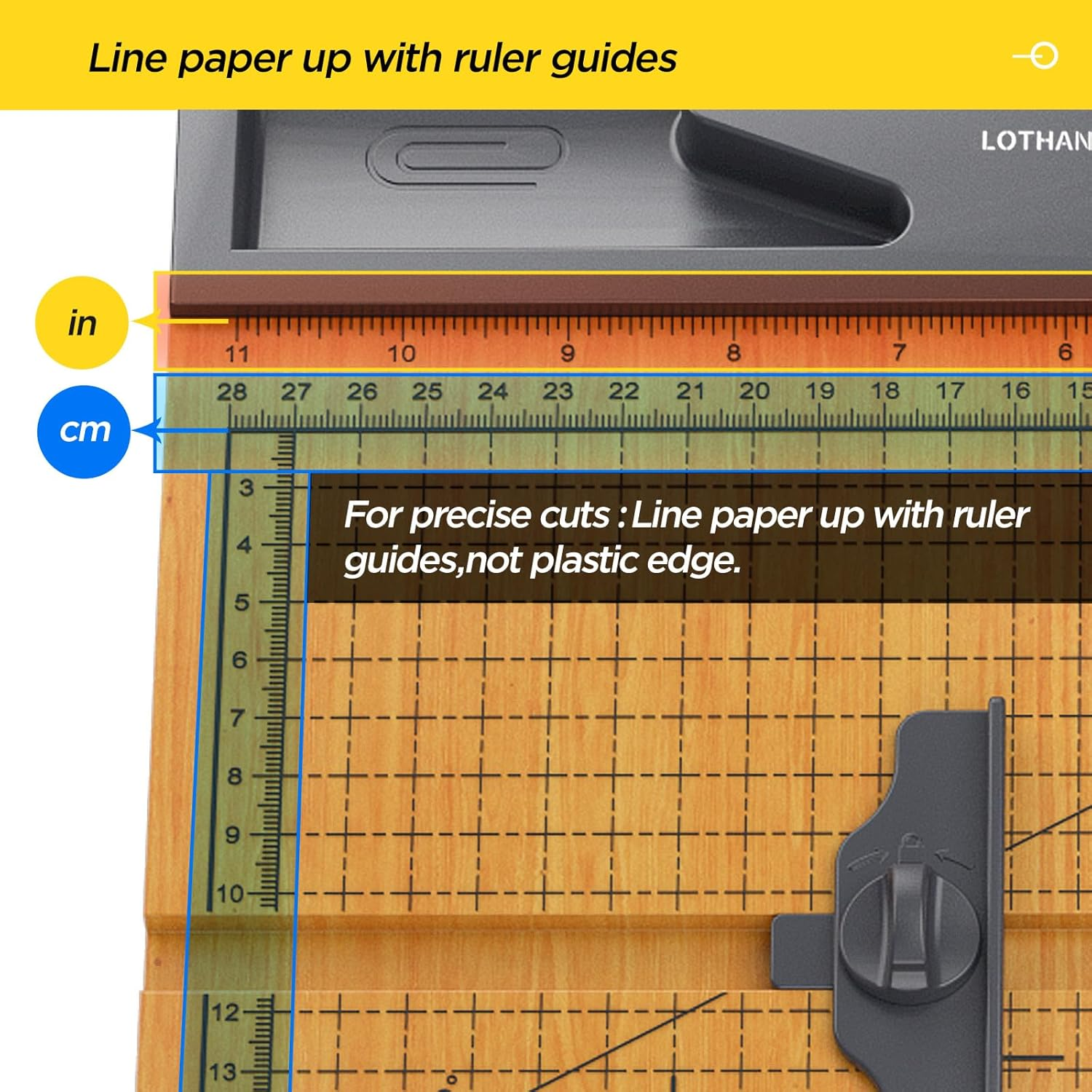 12'' Wood Guillotine Paper Cutter, Heavy Duty Wood Base Paper Trimmer with 32 Sheets Capacity Paper Cutting Board for Classroom, Crafting, Cardstock, Art Projects image number 5