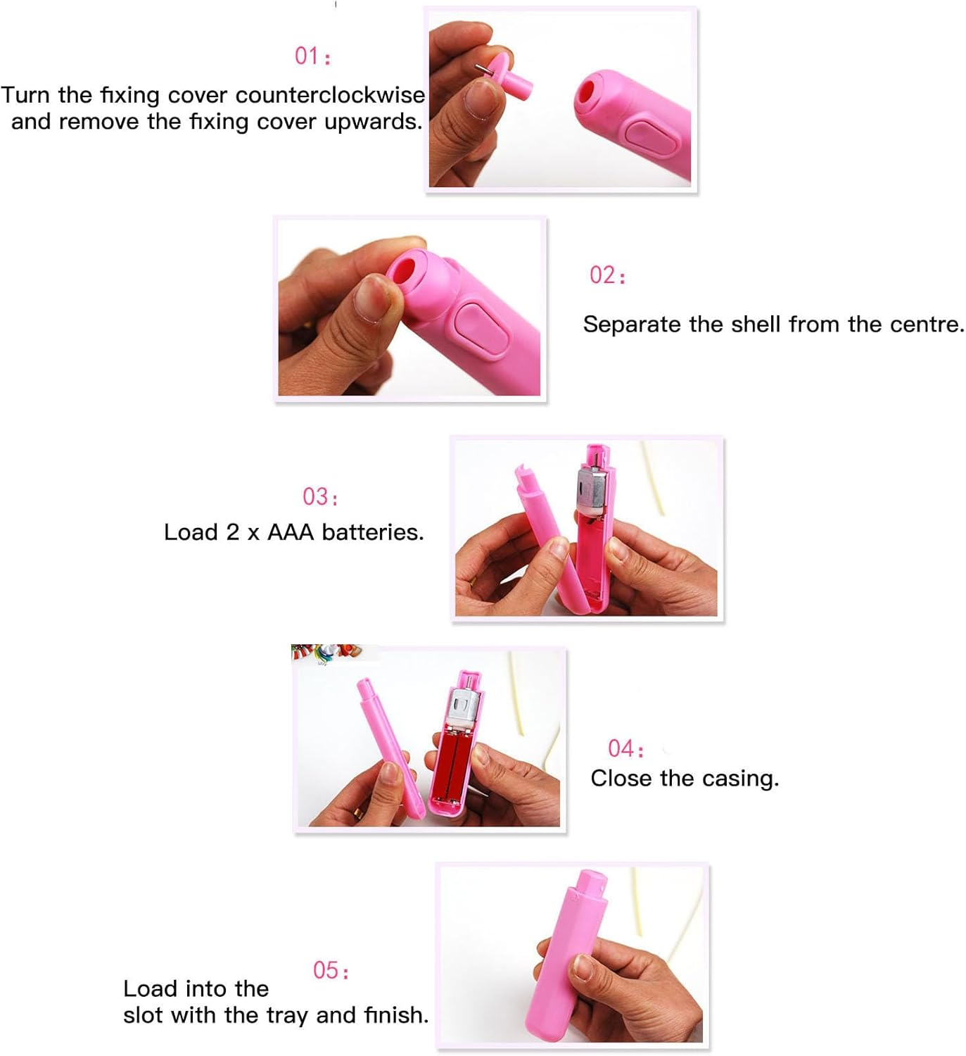 Quilling Slotted Tool Paper Rolling Electric Pen, Automated Paper Volume Curling Pen for General Quilling Paper Strips and Wider Paper Strips, for Paper Rolling Crafts (Pink) - Pink image number 1