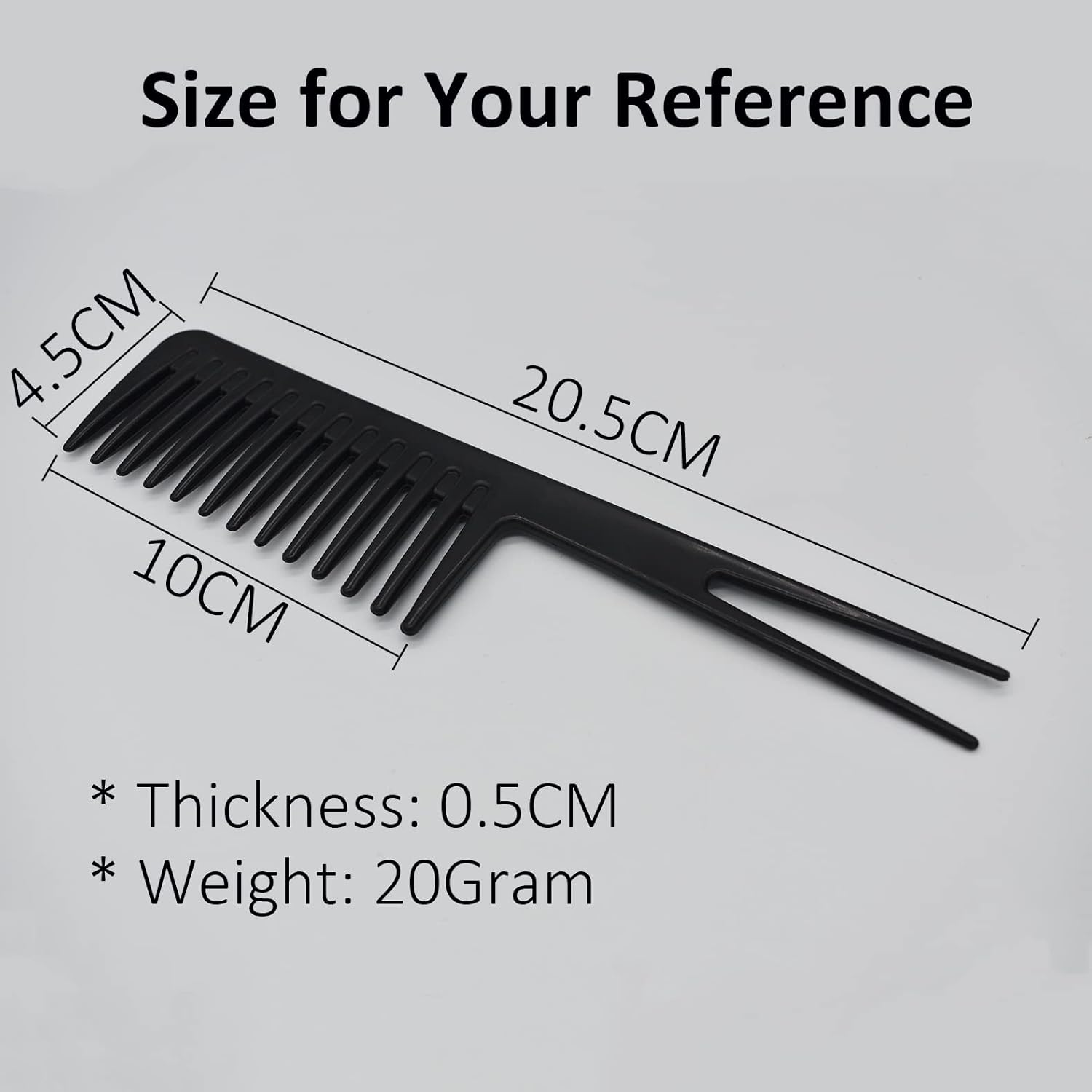 Professional Wide Tooth Comb, Fantail Comb Hairstyling Fork Comb Wet Pick Shaping Styling Comb for Home Salon Use Curly Hair, Black image number 4