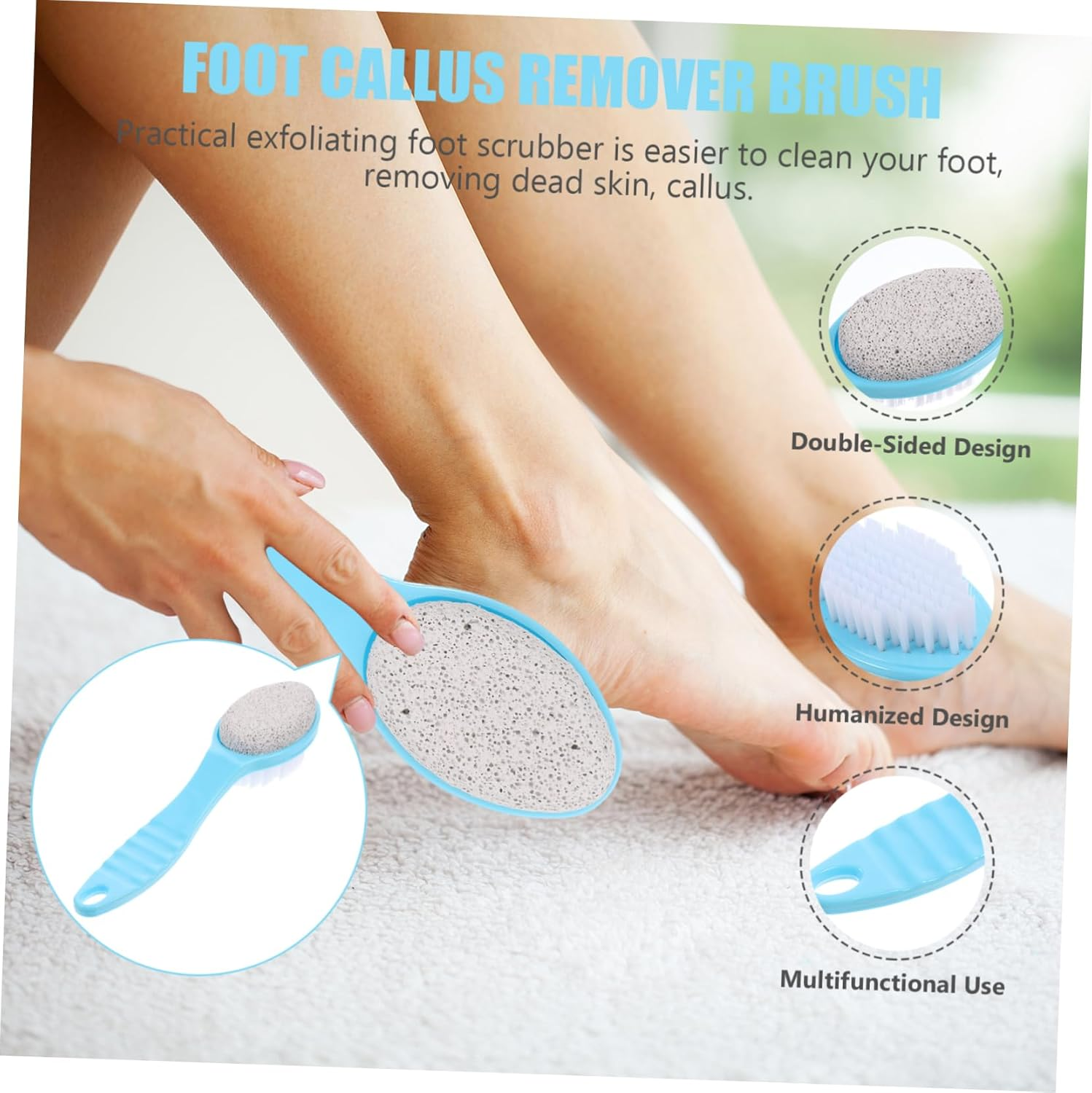WOONEKY Foot Scrubbing Brush Foot Dead Skin Brush Portable Foot Exfoliator Brush Foot Scrubber Brush Pumice image number 5
