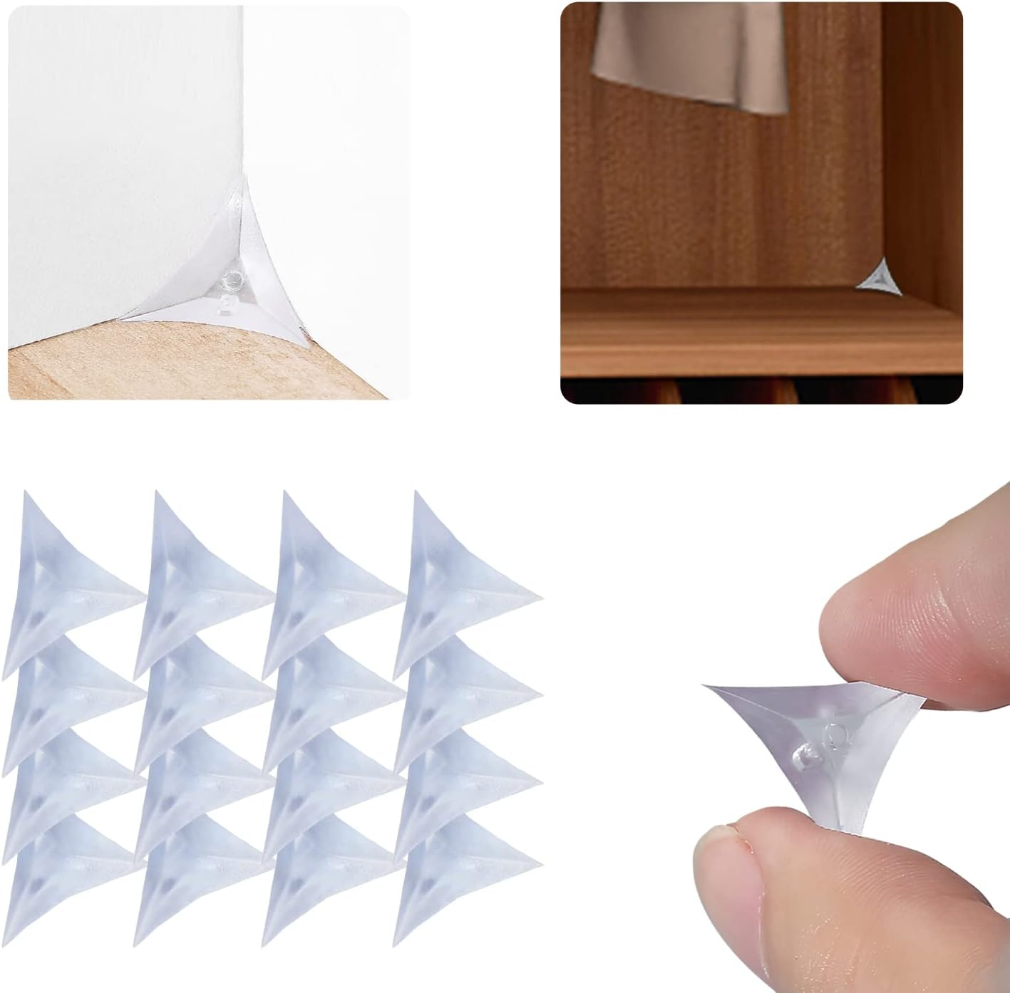 Stair Dust Corners Triangle Transparent Dust Corners for Stairs, Clear Crystal Corner Dust Guards for Stairs Suitable for Cabinet Drawer Desk Cupboard Furniture Dead Corners（120 PCS） image number 6