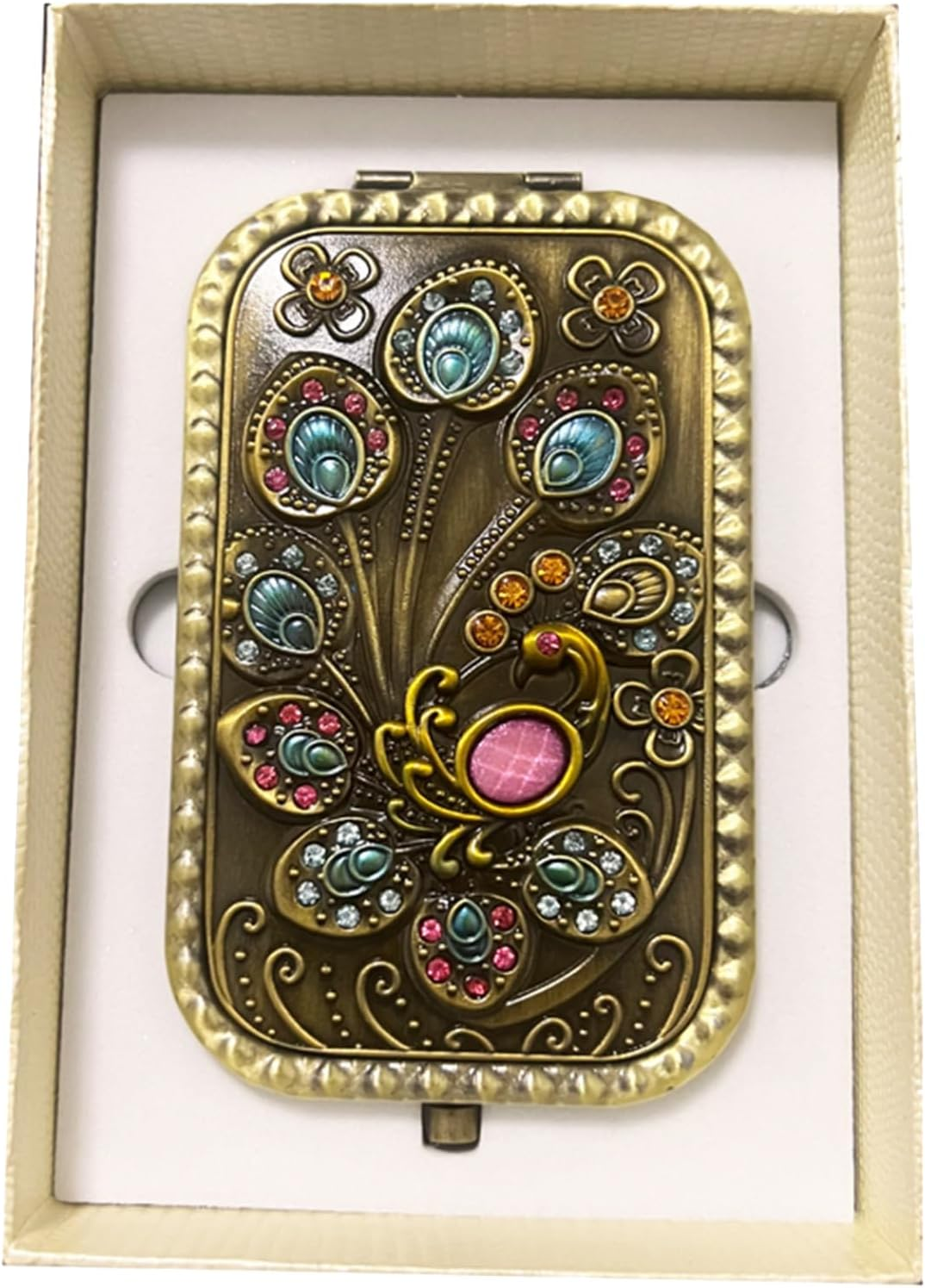 Manyakai Elegant Vintage Dual Sided Makeup Mirror Foldable Travel Mirror with Metal Frame for Women Portable Cosmetic Vanity Table Decor Type 1 One Size