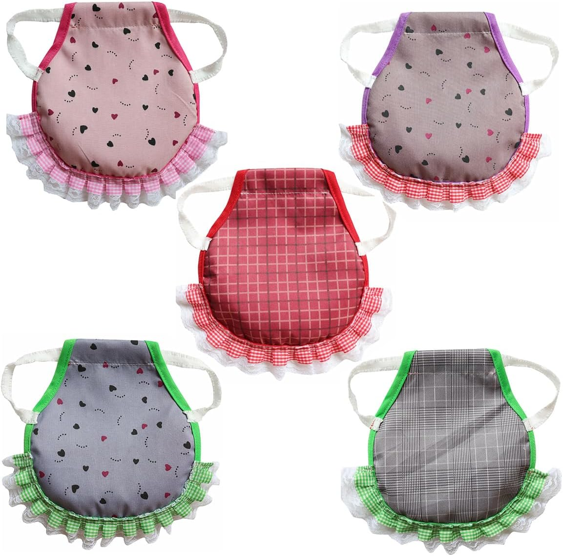 AIMALL Chicken Saddle Hen Apron 5-Pack &ndash; Soft Double Layer Back Protector with Lace Trim, Feather Guard with Elastic Straps for Poultry Injury Protection 9.1X9.1In image number 3