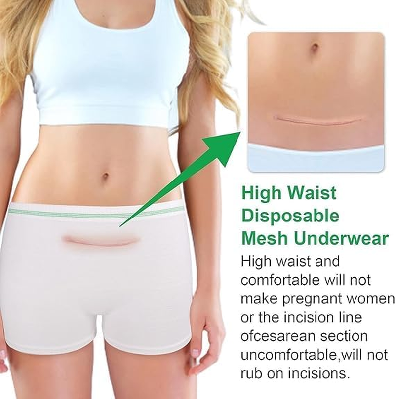 Disposable Postpartum Underwear for Women, High Waist Breathable Mesh Panties for C-Section Recovery & Maternity Hospital Care Soft, Stretchable and Washable Post-Surgery Briefs (XL) image number 4