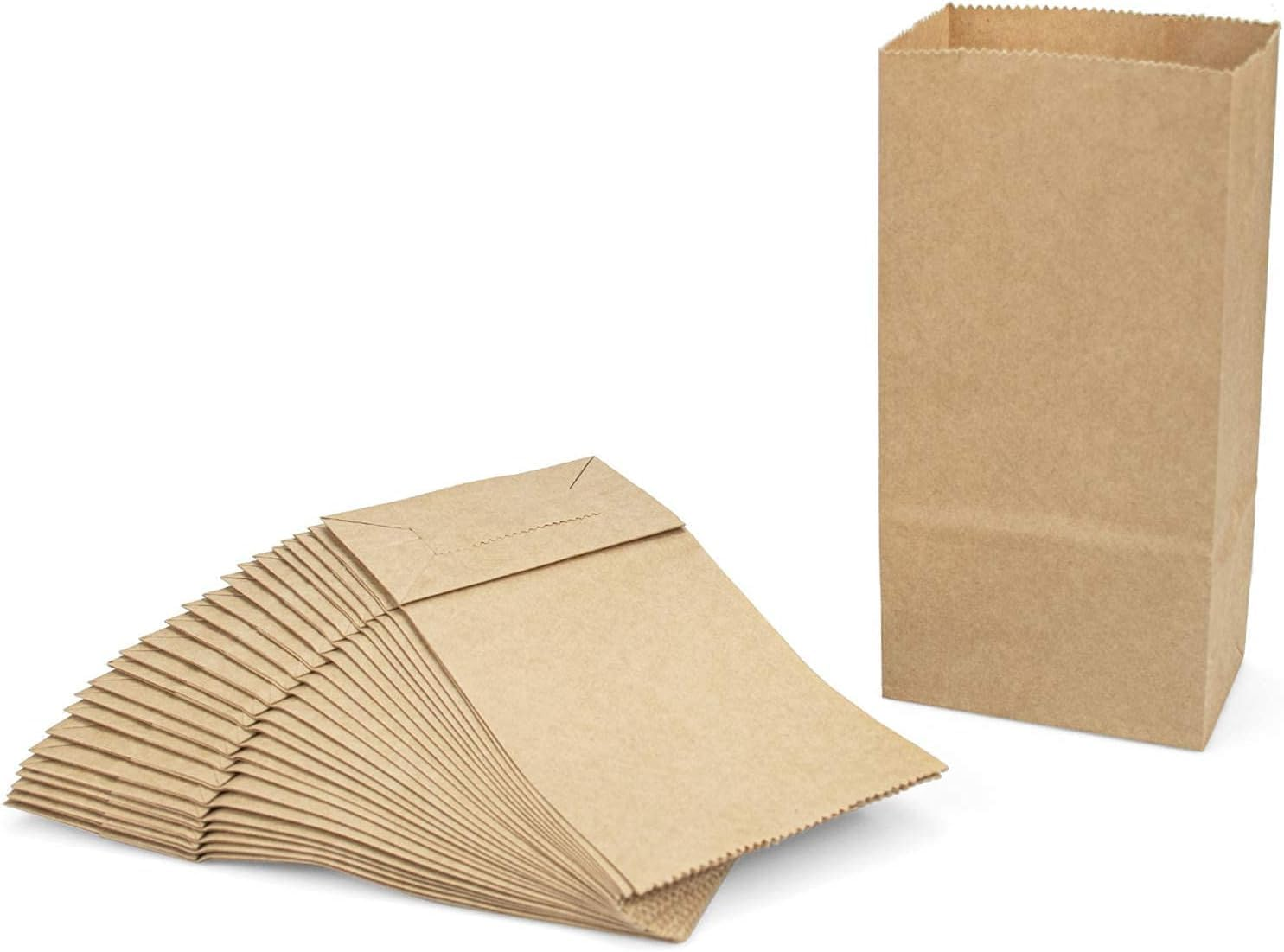 Linyongc 100Pcs Kraft Paper Bread Bags with 100 Stickers, Kraft Paper Square Bottom Stand up Cake Packaging Bags, Multi-Purpose, Brown, 3.5" X 7" X 2.3"/ 9X5.5X18Cm image number 2