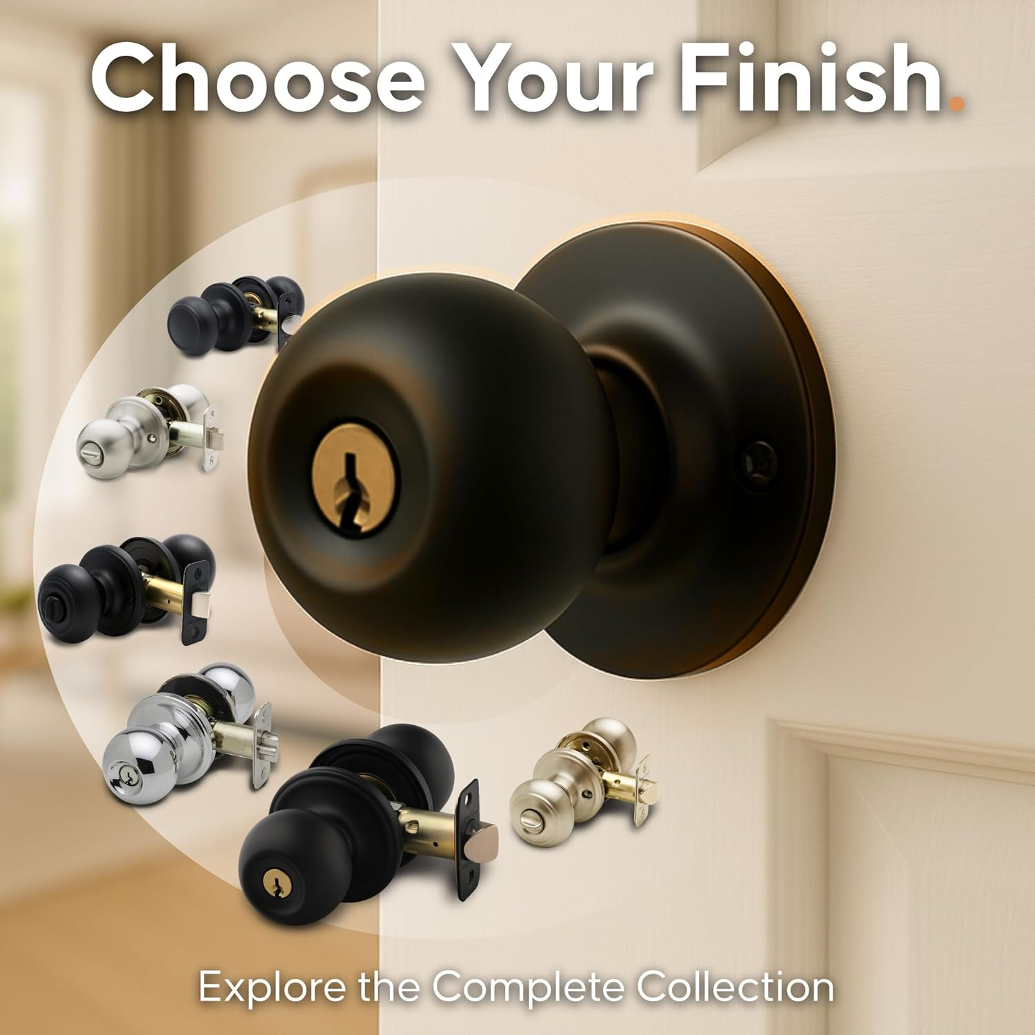 Copper Creek BK2040TB Ball Door Knob, Keyed Entry Function, 1 Pack, in Tuscan Bronze - Antique Nickel image number 5