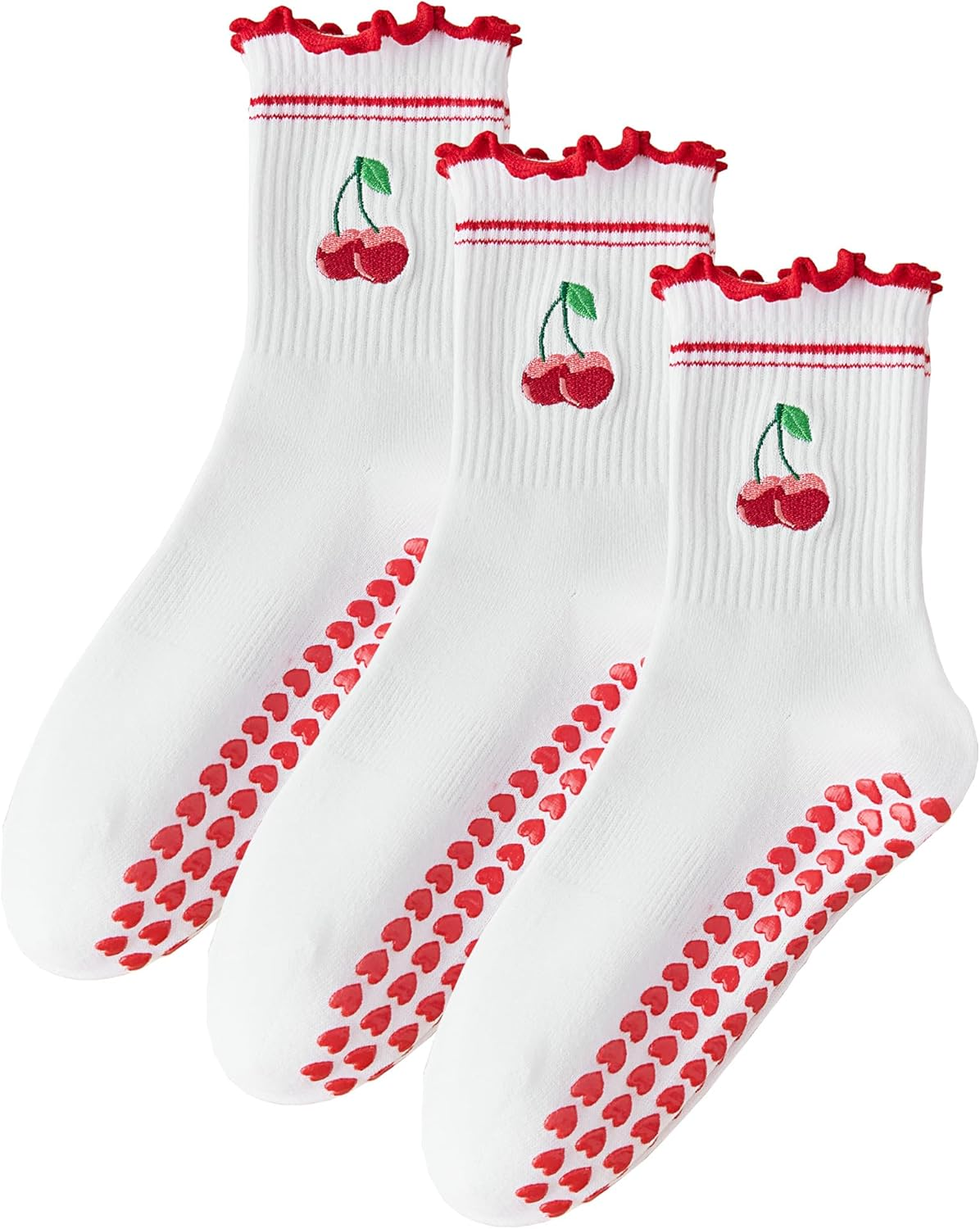 Pilates Socks with Non-Slip Grips Yoga Grippy Barre Workout Athletic Crew Anti-Slip Grip Socks for Women image number 5