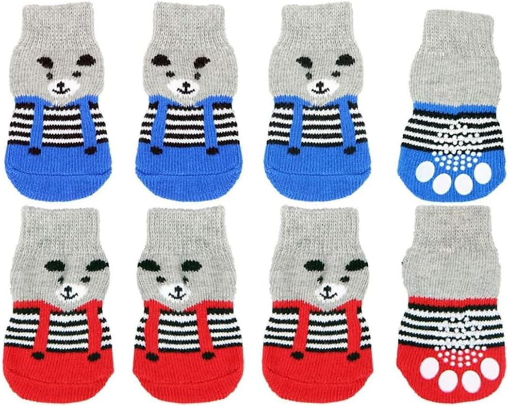 Indoor Non-Slip Socks for Dogs, 4 Pairs Pet Indoor Non-Slip Socks for Dogs and Cats, Dog Shoes, Paw Protection, Summer Pet Paws, Protection, Traction, Control Socks on Hardwood Floor image number 5