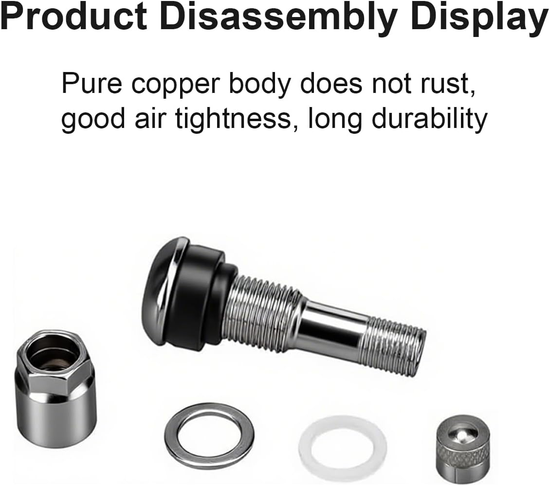 Ruayia Universal Tyre Valve, 8 Pieces, Car Valve, Key, Metal Valves for Aluminium Rims, Car Tyre Valves, Air Valves, Steel Valves, Wheel Valves, Tyre Valves, Pack of 8