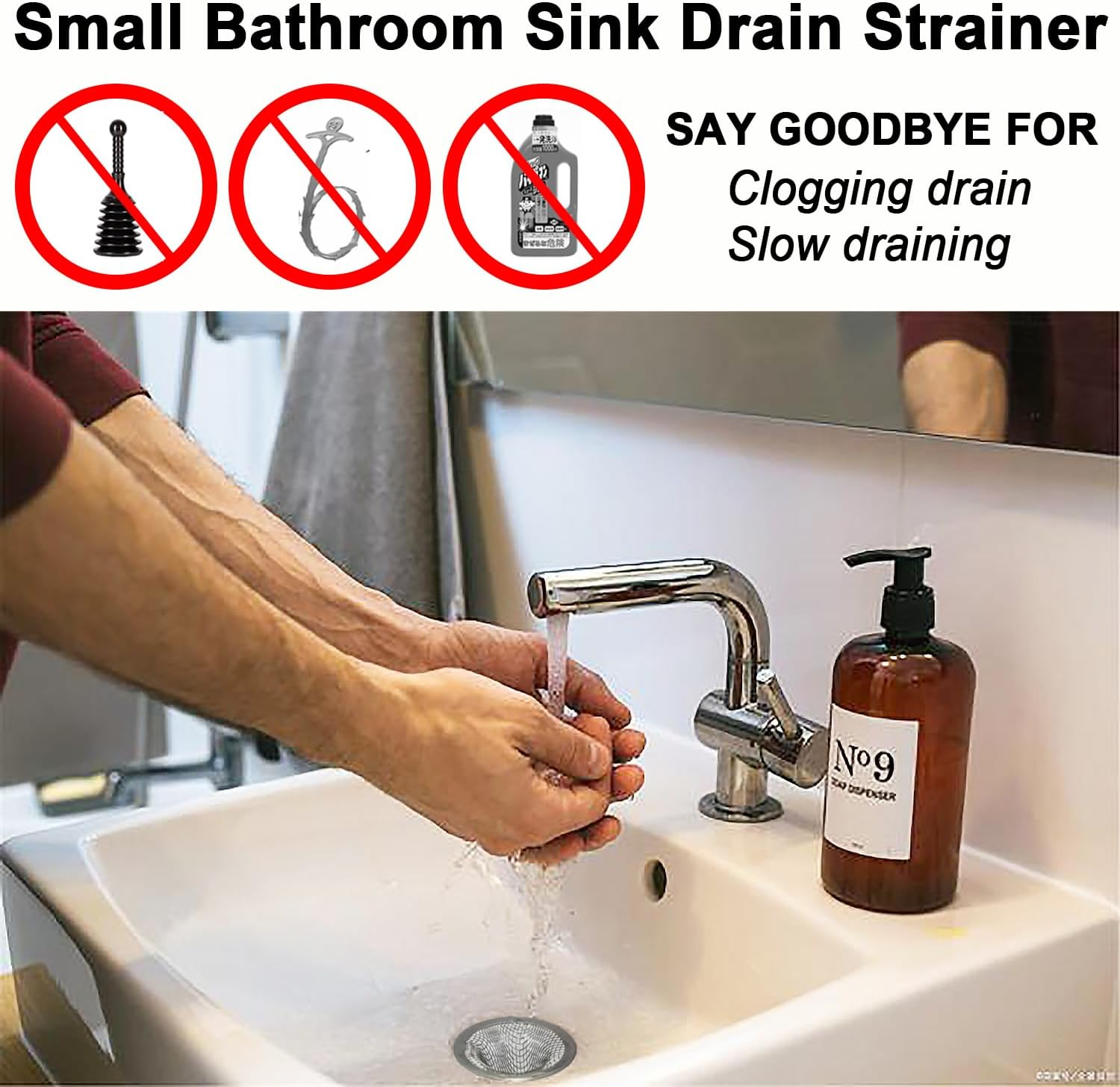 1.0" Small Drain Strainer, Sink Drain Hair Catcher, Bathroom Sink Drain Strainer, 2PCS Drain Mesh Baskets for Laundry, Mop Pool, Utility, Slop, RV Sink, Stainless Steel Drain Filter image number 4