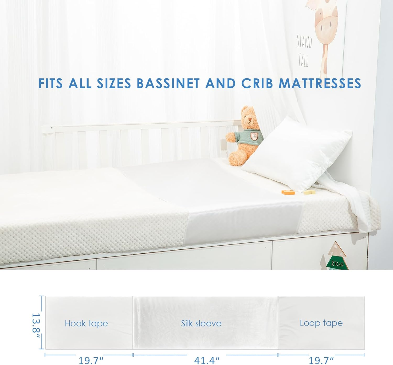 PROMEED 2 Pack 23 Momme Silk Crib Slip for Baby Hair, No More Bed Head and Baby Bald Spots, 100% Silk Crib/Bassinet Sheets for Baby Boy/Girl (White), Bassinet/Crib image number 4