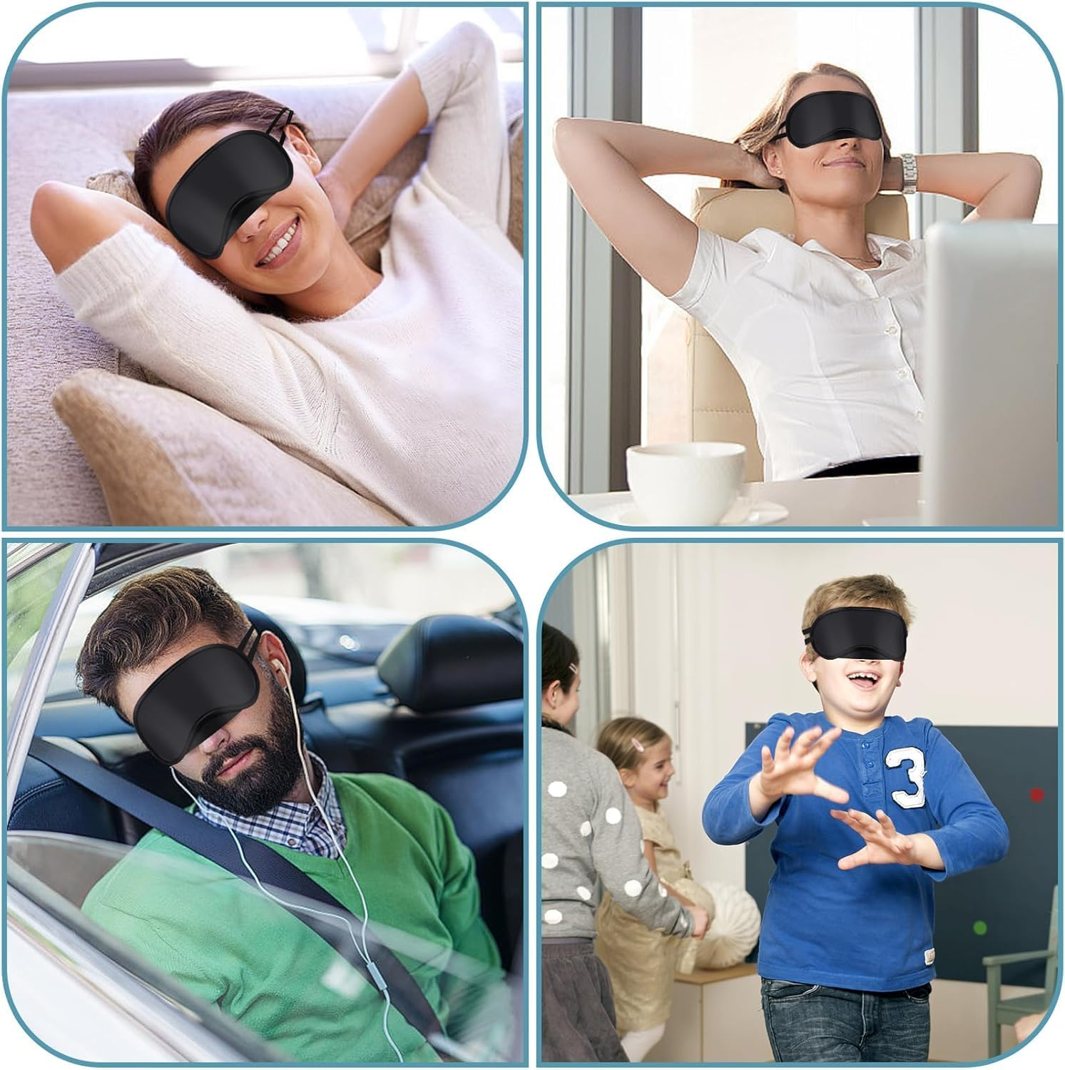 Lightweight Blindfold Eyeshade Eyepatchs, 30Pcs Black Eye Cover Sleeping Mask Blindfold,Soft and Breathable Night Mask with 2 Elastic Bands image number 2