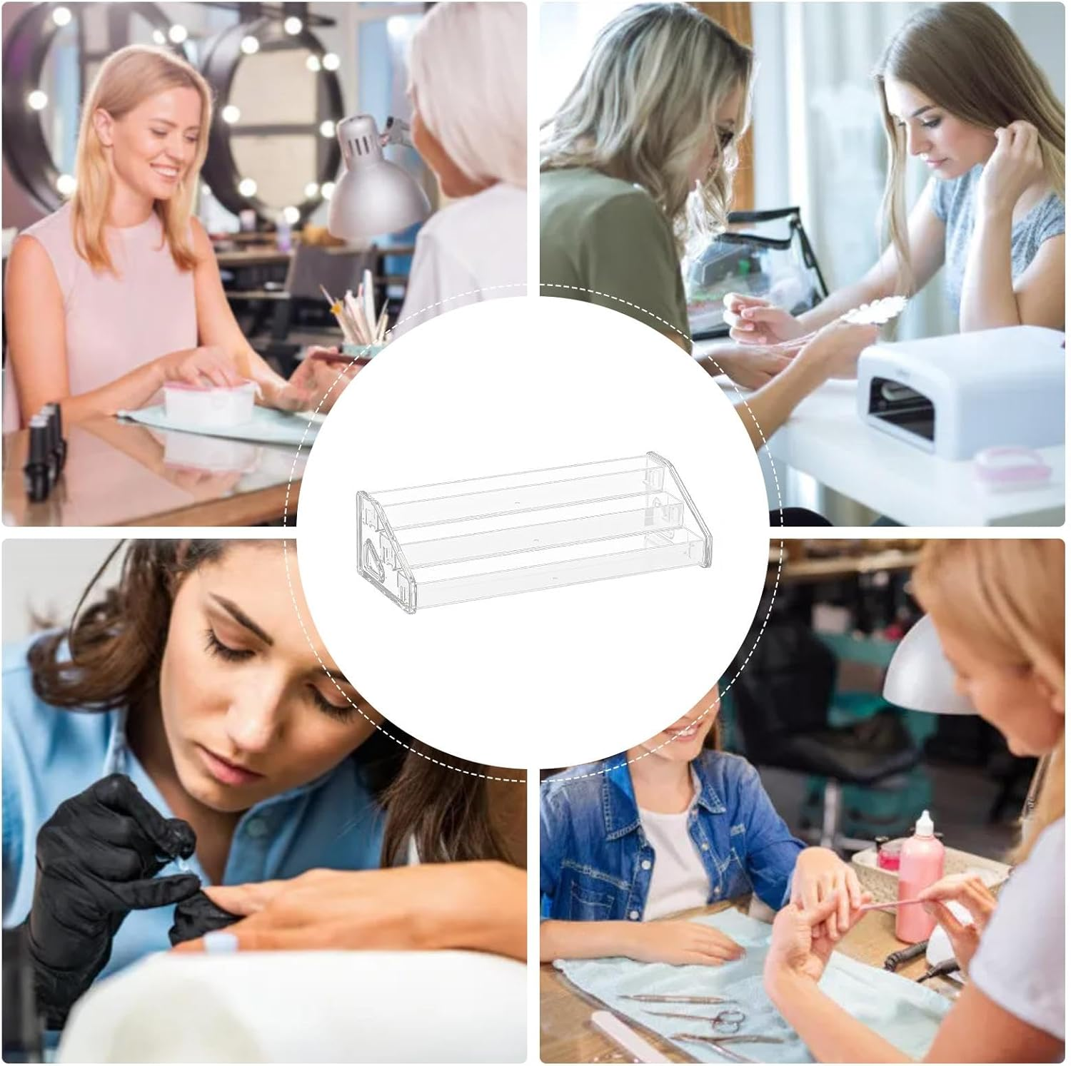 Furtryvl Acrylic Risers Display Stands | Clear Nail Polish Organizer, Trapezoidal Tiered Cosmetics Riser Stand for Perfume Lipsticks image number 5