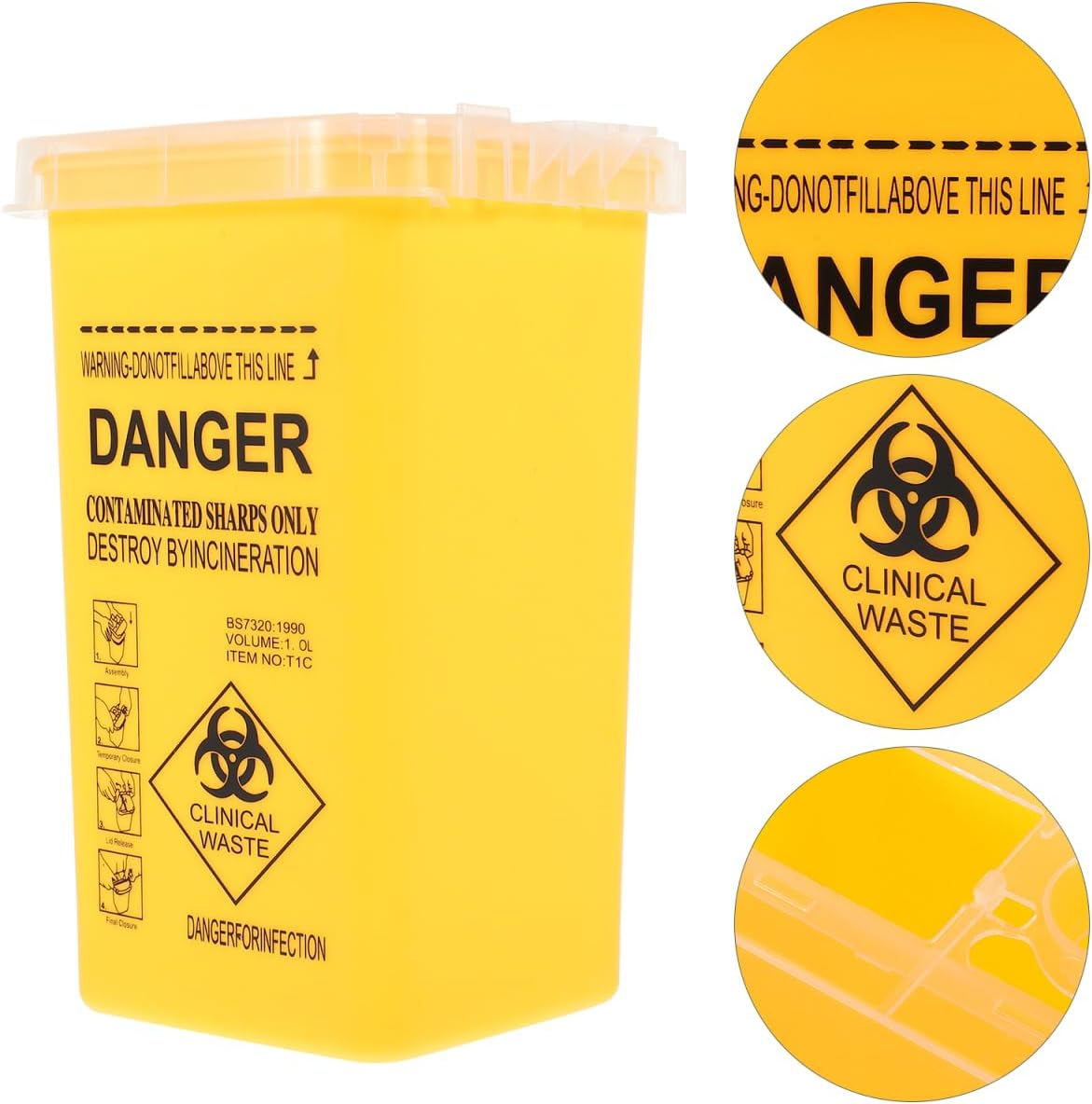 Baluue 2Pcs Waste Sharps Container Tattooing Needle Disposal Containers Sharps Bucket Travel Sharps Container Small Sharps Container Needle Sharps Container Sharps Waste Bucket Pp image number 3