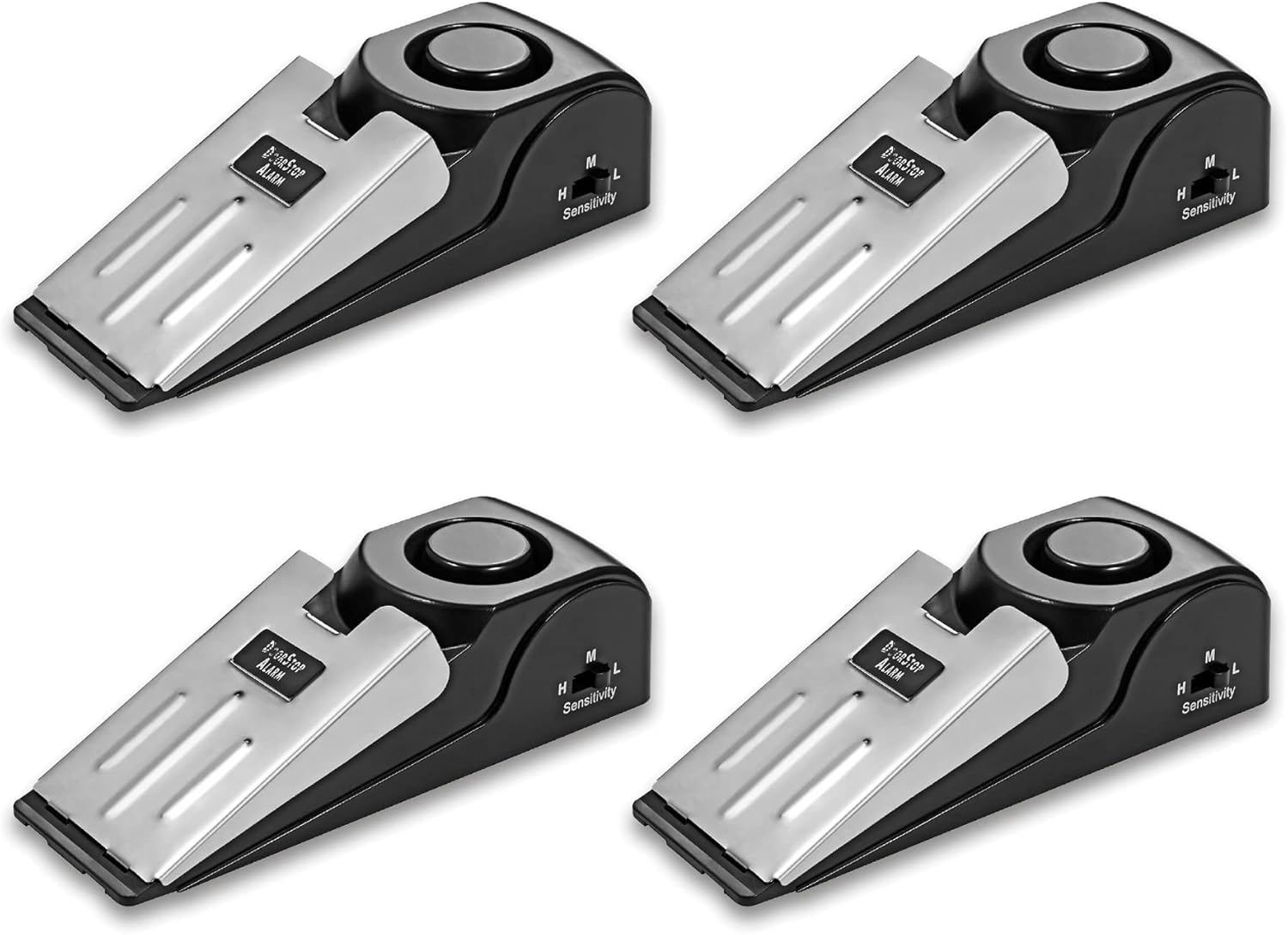 Lancoon 4 Pack Door Stop Alarm, 120Db Loud Portable Wedge Entrance Alert Anti-Theft Burglar Safety Tools for Home Security Apartment House Travel