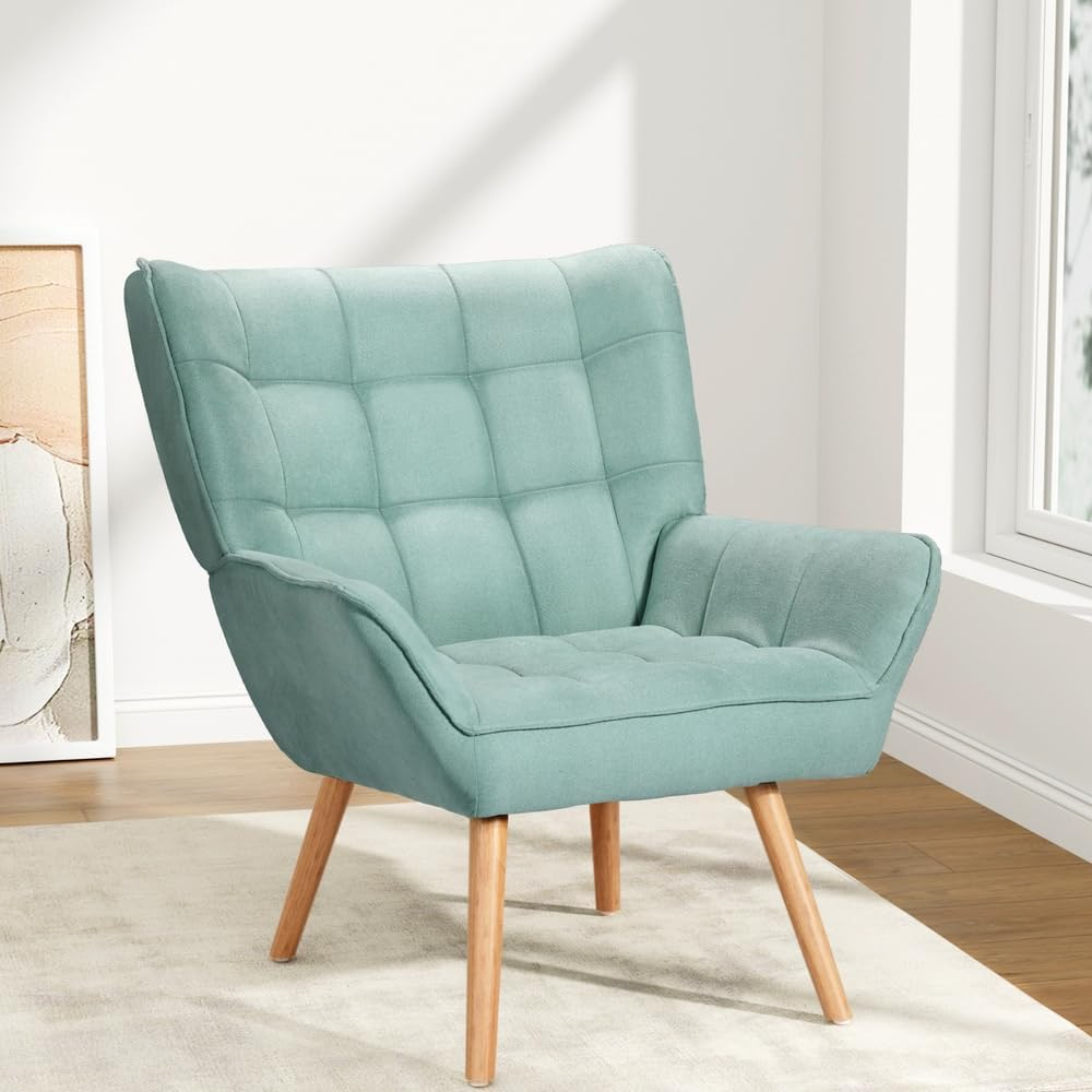 Artiss Armchair, Blue Recliner Lounge Dining Chairs Sofa Nursing Occasional Reading Seating Armchairs Home Living Room Bedroom Furniture, Upholstered with Linen Fabric image number 4