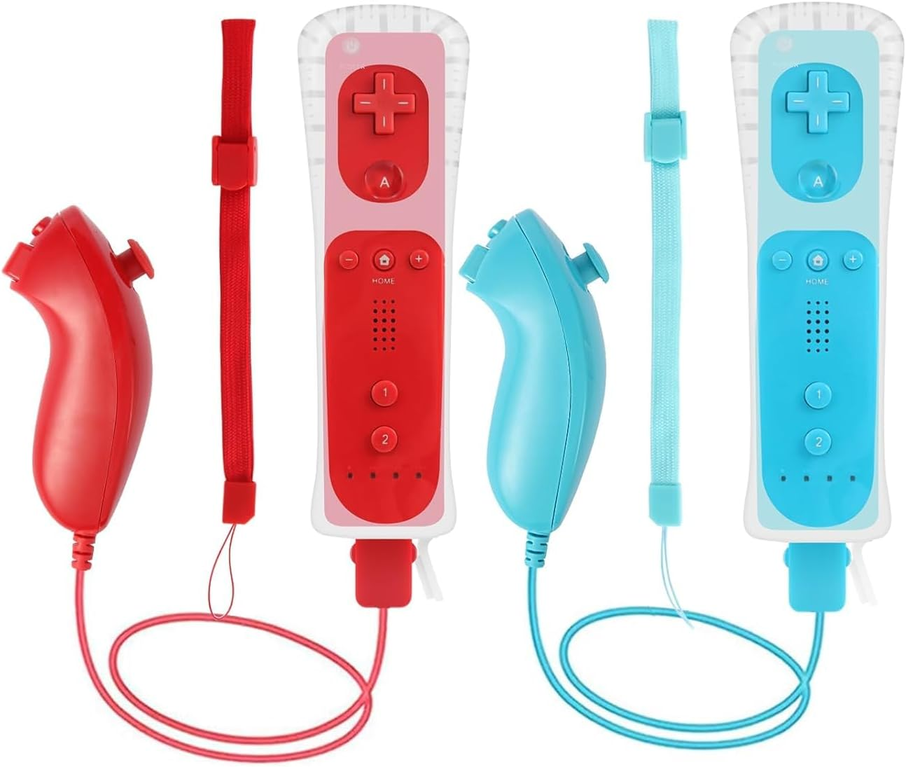 2 Pack Remote Controller with Motion plus for Wii/Wii U, 2 in 1 Remote with Nunchuck Controller Compatible with Wii Wii U Console (Red & Blue) image number 4