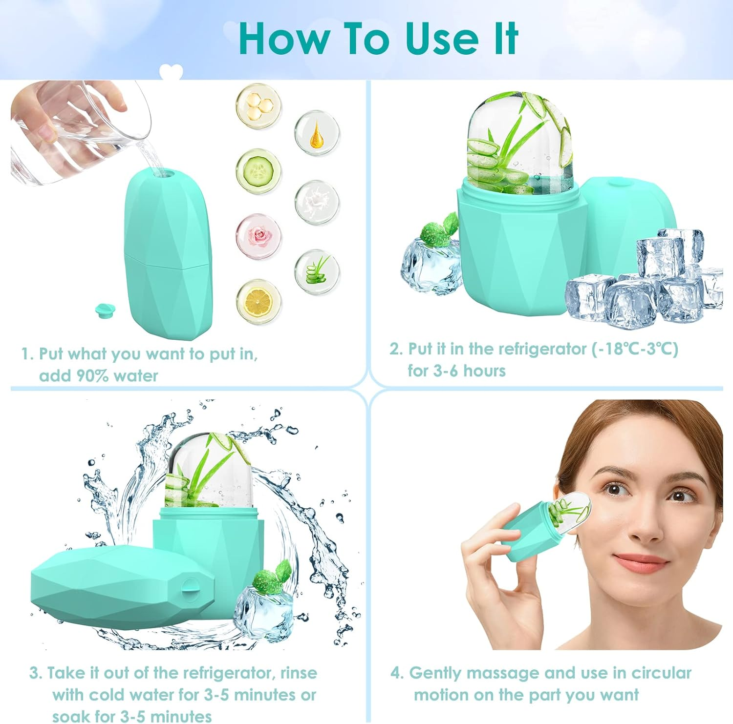 Simpeak 2Pcs Ice Roller for Face Eyes Neck, Reusable Silicone Ice Roller for Face & Eye Puffiness, Ice Face Roller Skin Care image number 1