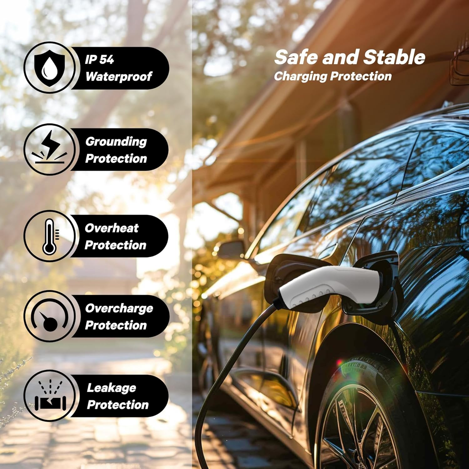 Type 2 EV Charger, Electric Vehicle Charging Cable with Screen 3.5KW 16A 220-240V 6M Cable Australian Plug Fit Tesla Model Y/Model 3 EV & Plug-In Hybrid Car Charger Station Accessories