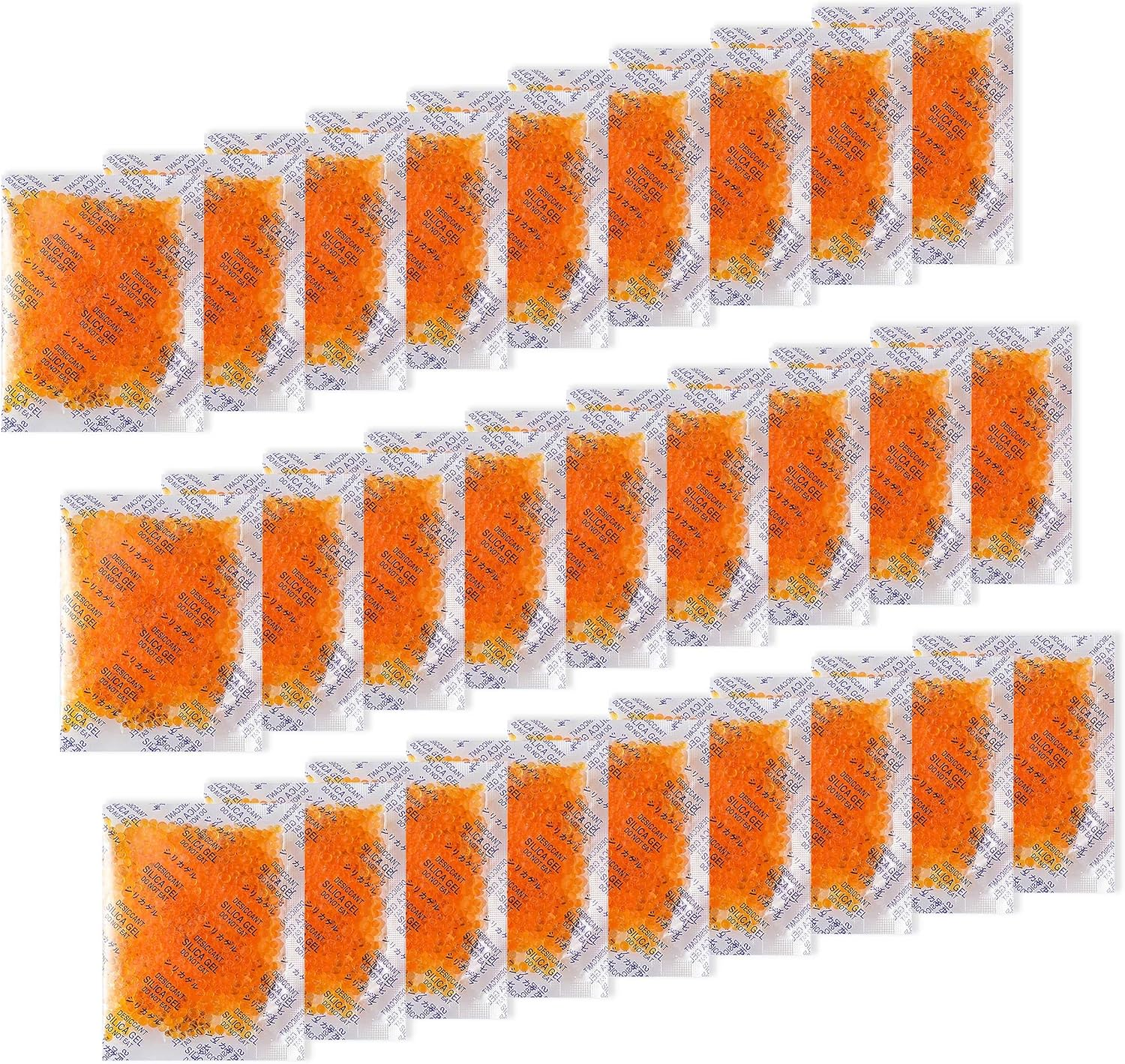 Orange Silica Gel Packets, 10 Gram 100 Packs Premium Desiccant Packs for Storage, Moisture Absorbers for Control Absorbing, Desiccant Dehumidifiers Bags for Electronics, Clothes Shoes, Jewelry, Spice (100) image number 3