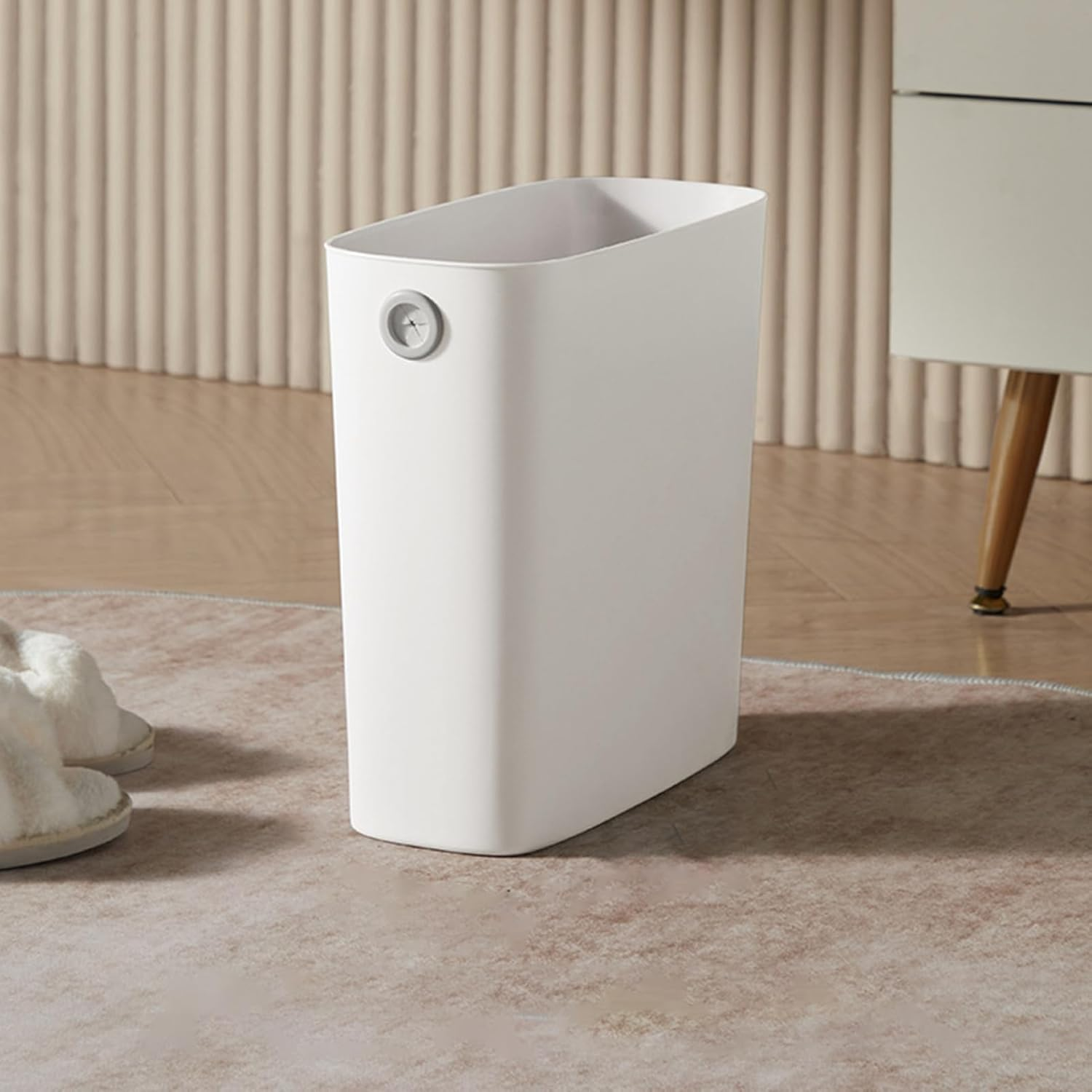 Trash Can, Open Top Waste Bin, Thin for Bathroom (White) image number 1