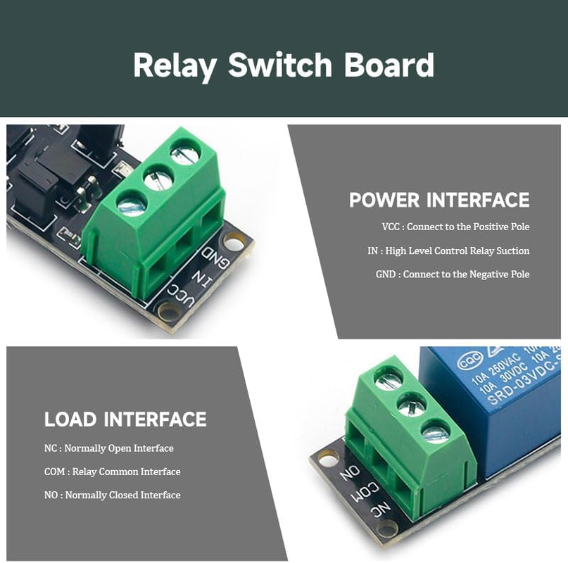 2Pcs 3V Relay Module Switch Board, 1 Channel Optocoupler Module with Isolation Control, Compatible for Iot ESP8266 and Arduino Power Development Board image number 3