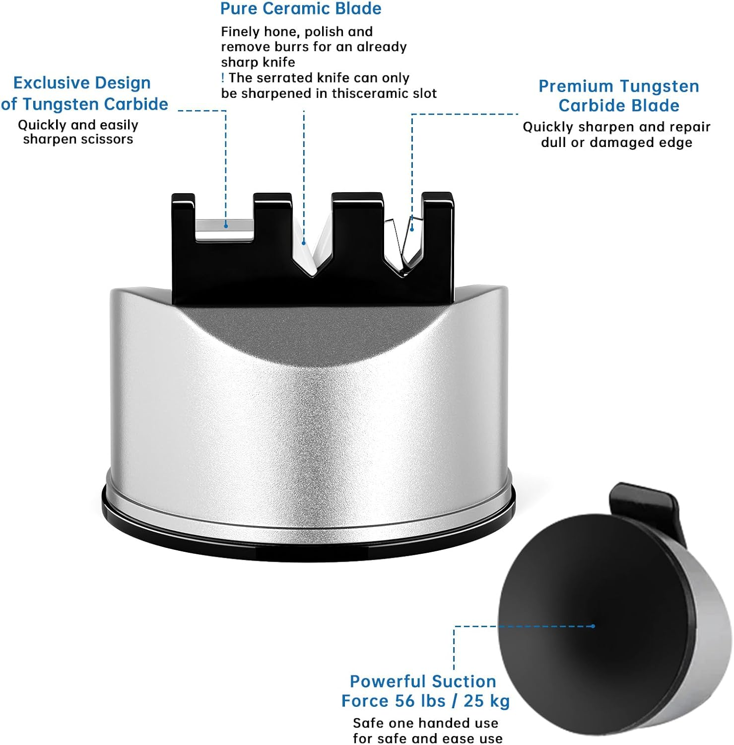 Eosxrp Pocket Knife Sharpener Scissors Sharpeners Tool 3 Grinding Heads for Knives Kitchen Chef Sharpening Tools for Straight and Serrated Knives Repairs Restores and Sharpens Blades image number 3
