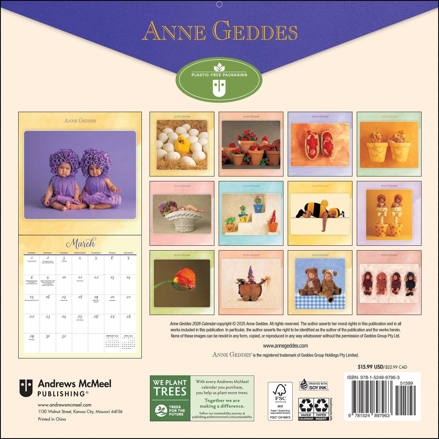 Anne Geddes 2026 Wall Calendar: down in the Garden image number 3