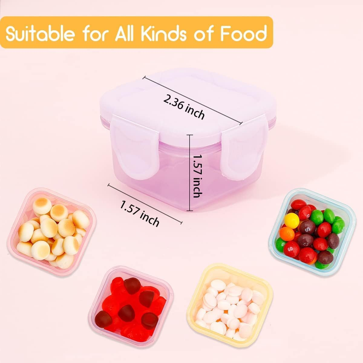 Mini Food Storage Containers, 6Pcs Salad Dressing with Leakproof Lids, Small Plastic Condiment, Mini Freezer Storage for Lunch Box image number 4