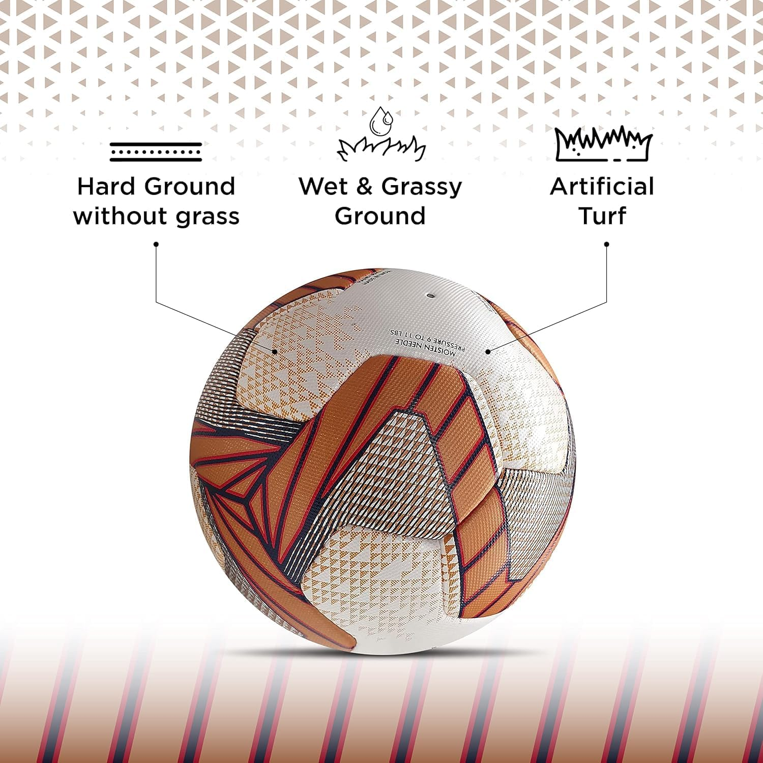 Nivia DOM01 Match &lrm;PU Football (Golden, Size 5) | Machine Stitched | 8 Panel | PU Micro Fiber Top Layer | Soccer Ball | Latex Bladder Core image number 1